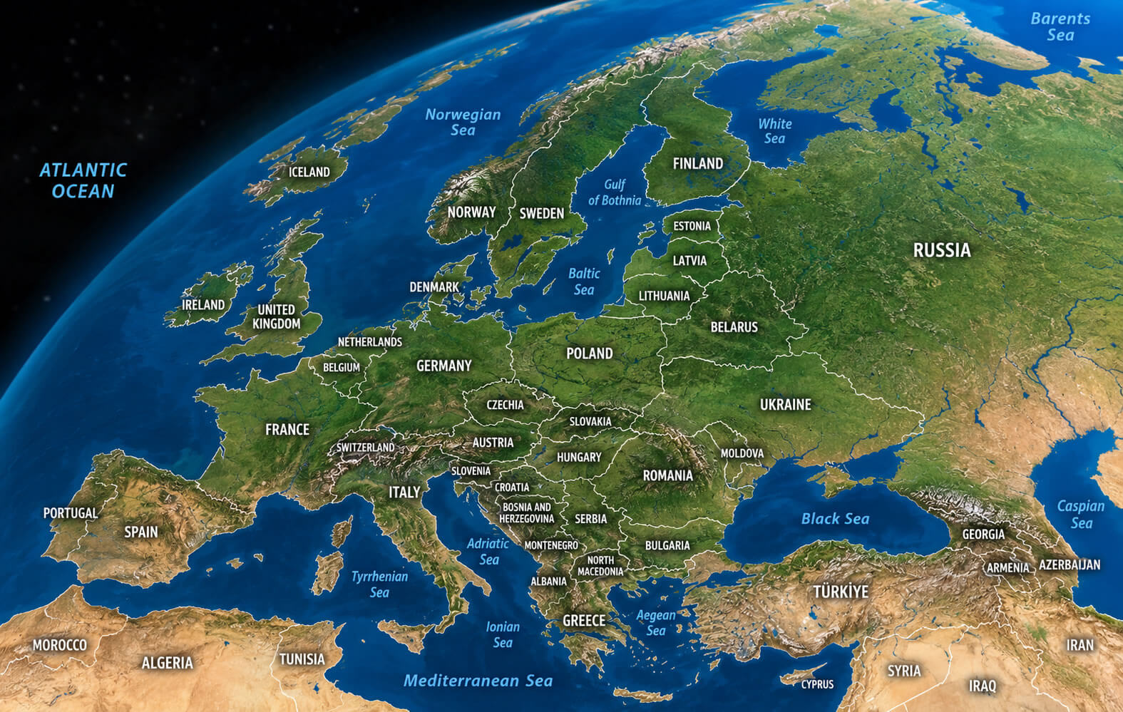 Carte Satellite Europe De Lest