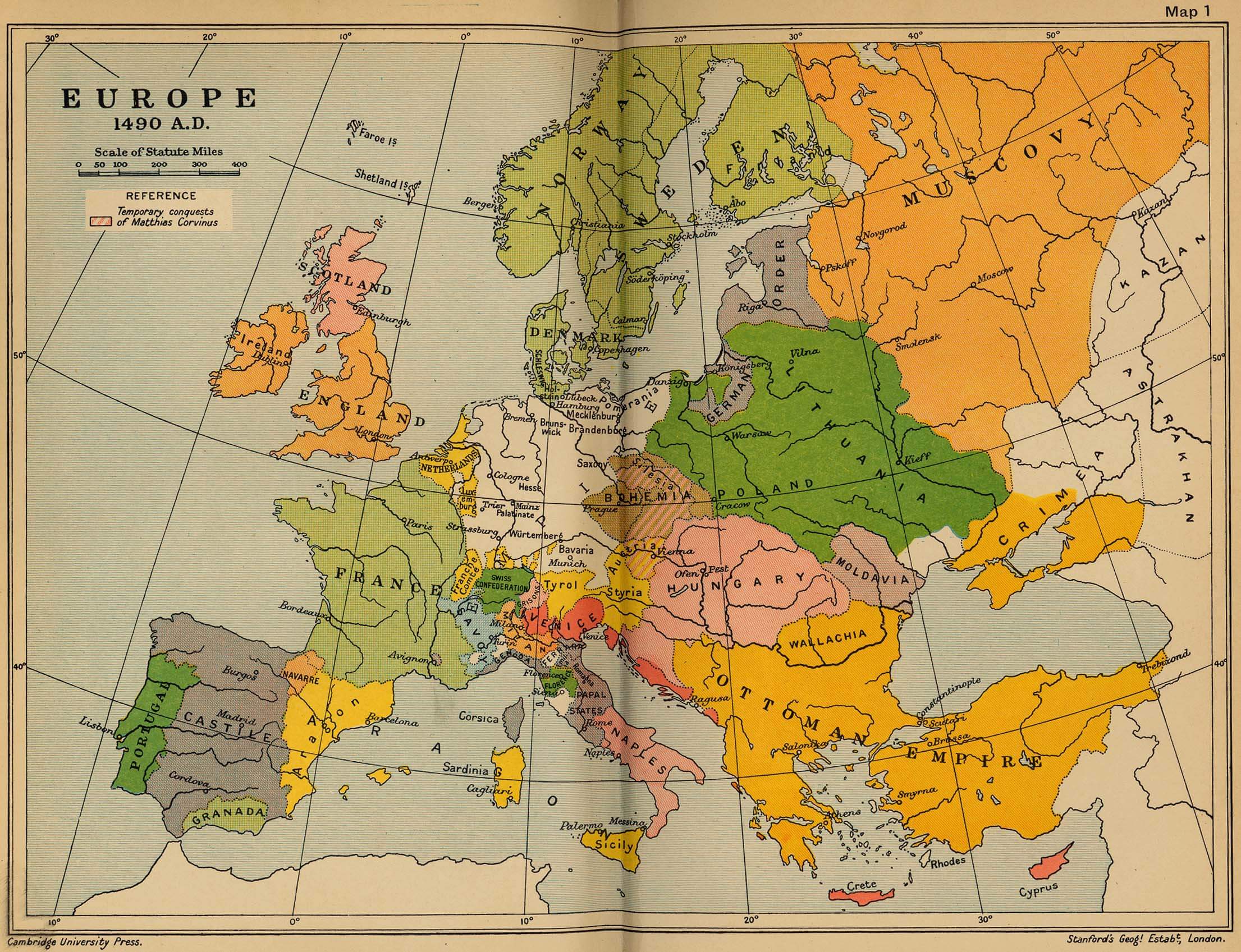 europe carte 1490