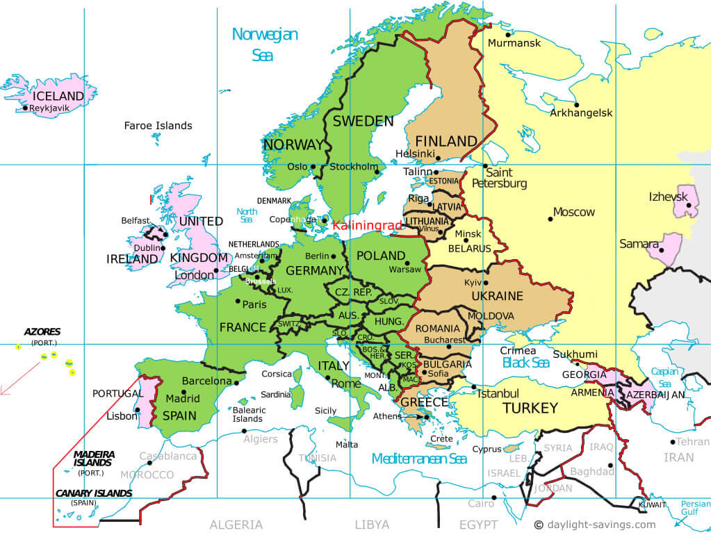 Carte Fuseaux Horaires Europe En Direct