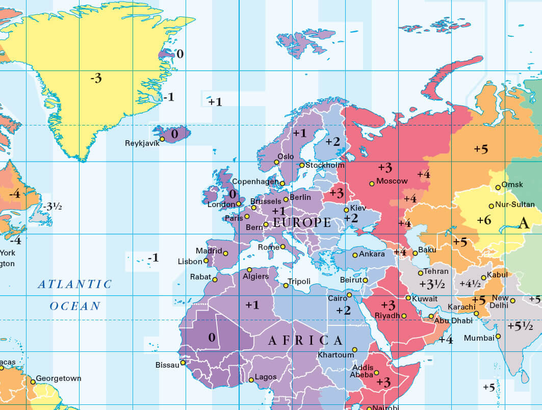 Carte Fuseaux Horaires Europe Et Afrique