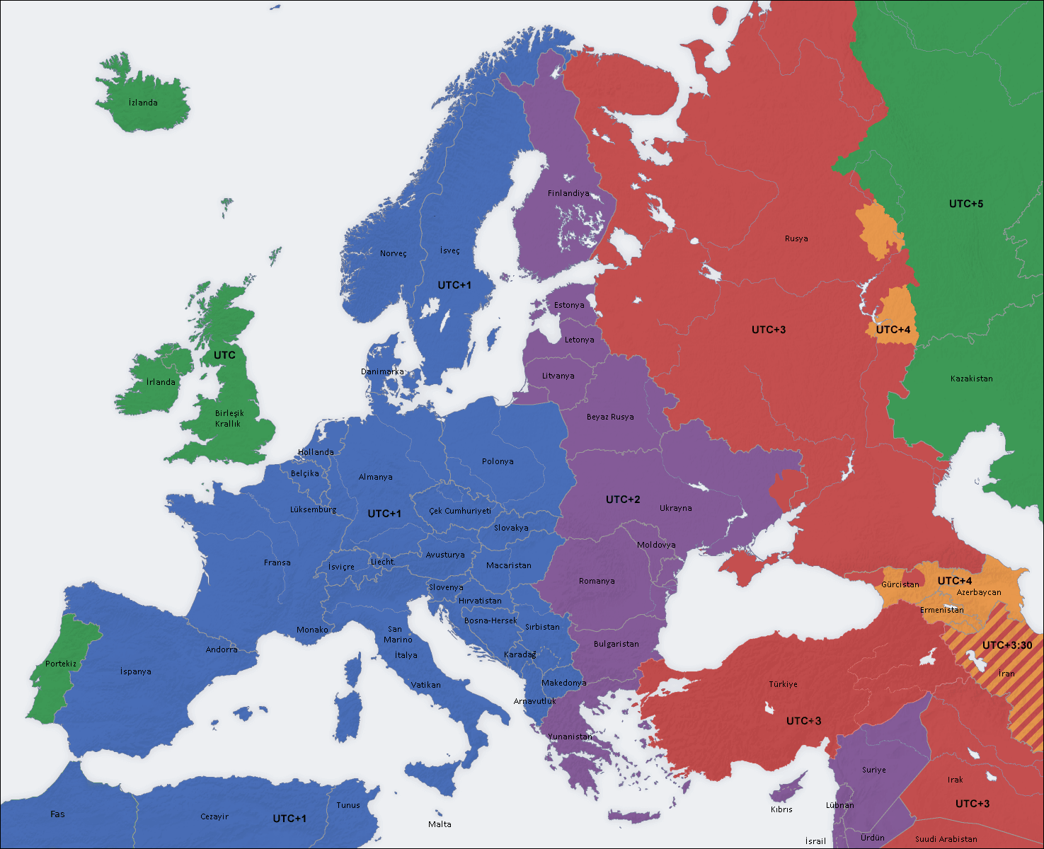 Carte Fuseaux Horaires Europe