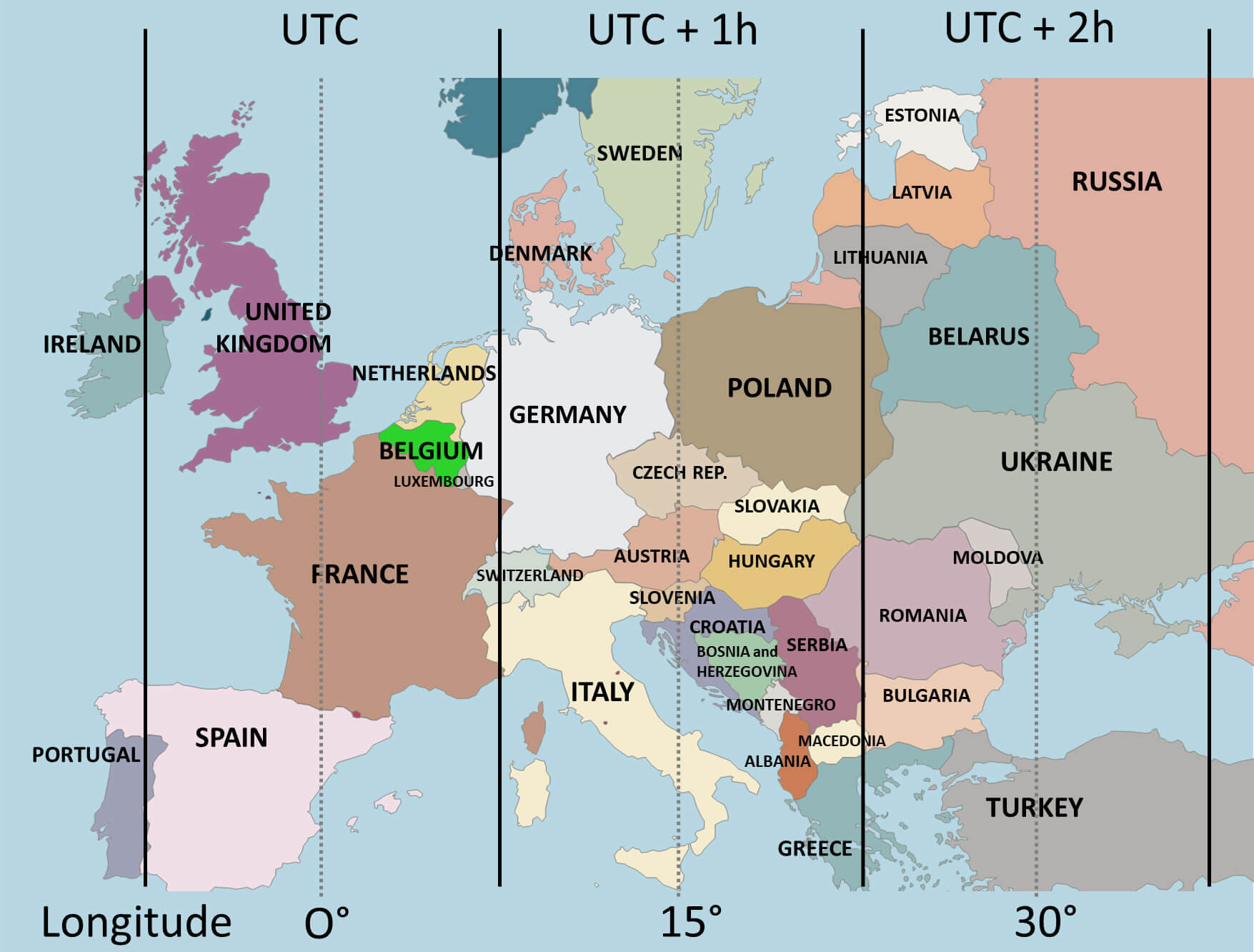 Carte Fuseaux Horaires Pays Europeens