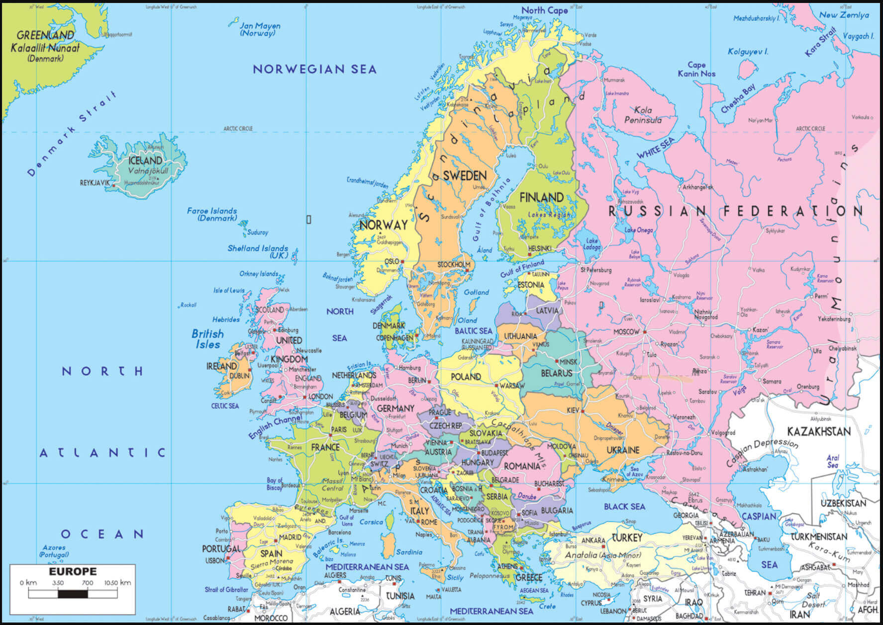 Carte autoroutes Europe haute resolution