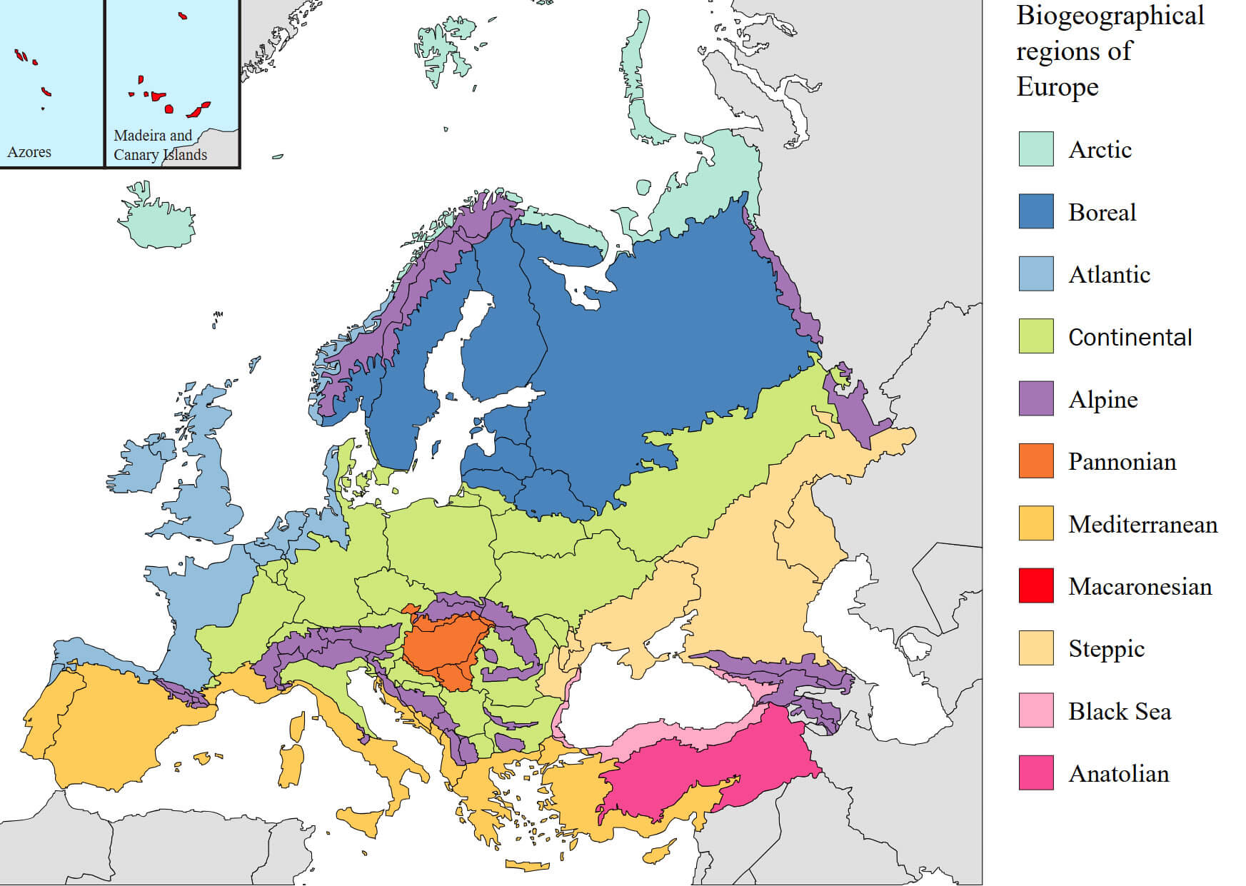 Carte biogeographique pays Europe