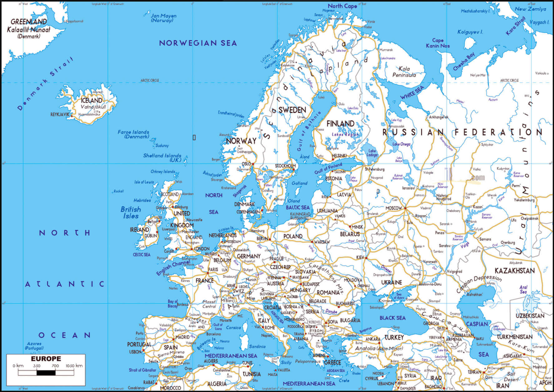 Carte routiere Europe haute resolution