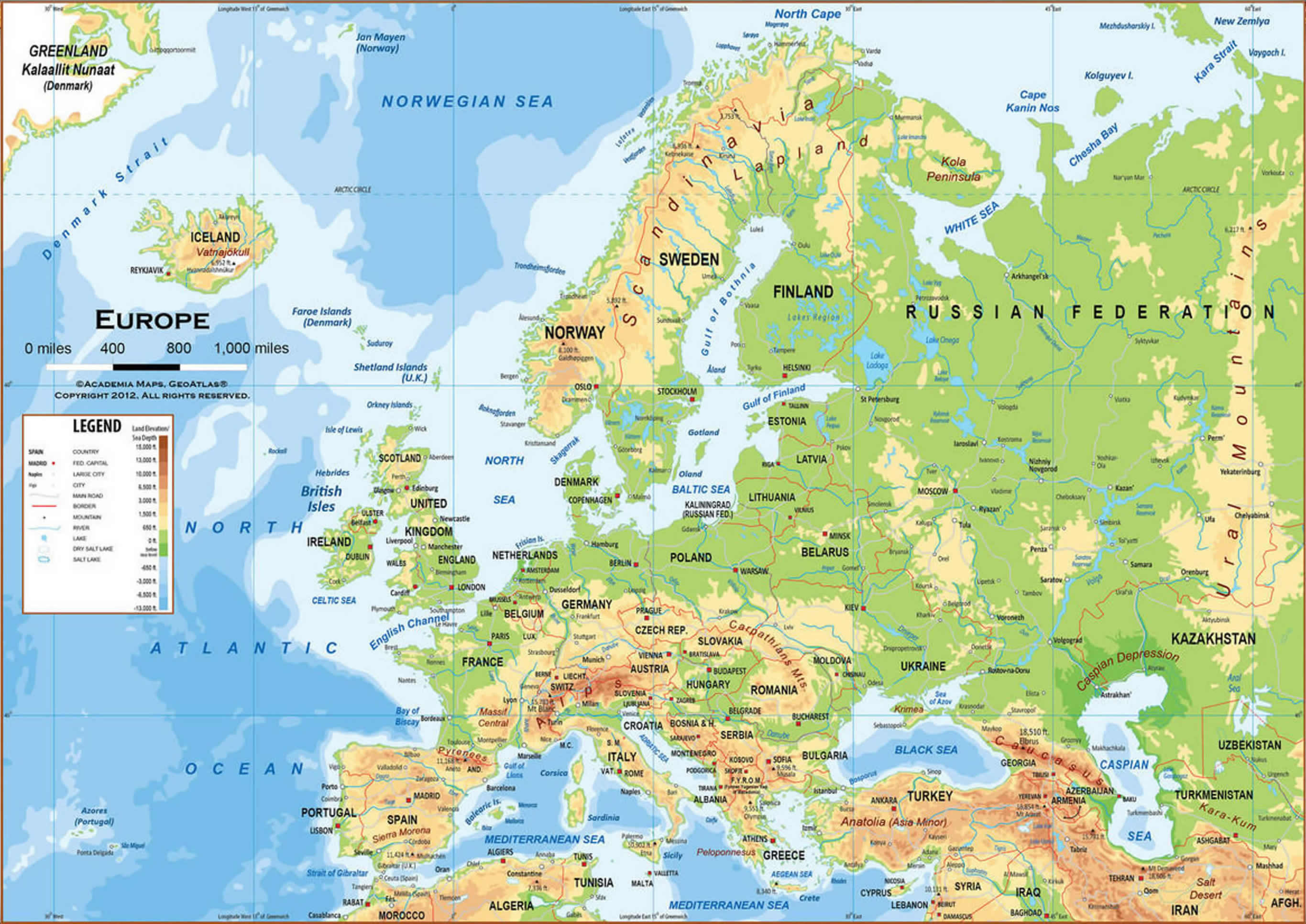 Carte topographique haute resolution Europe