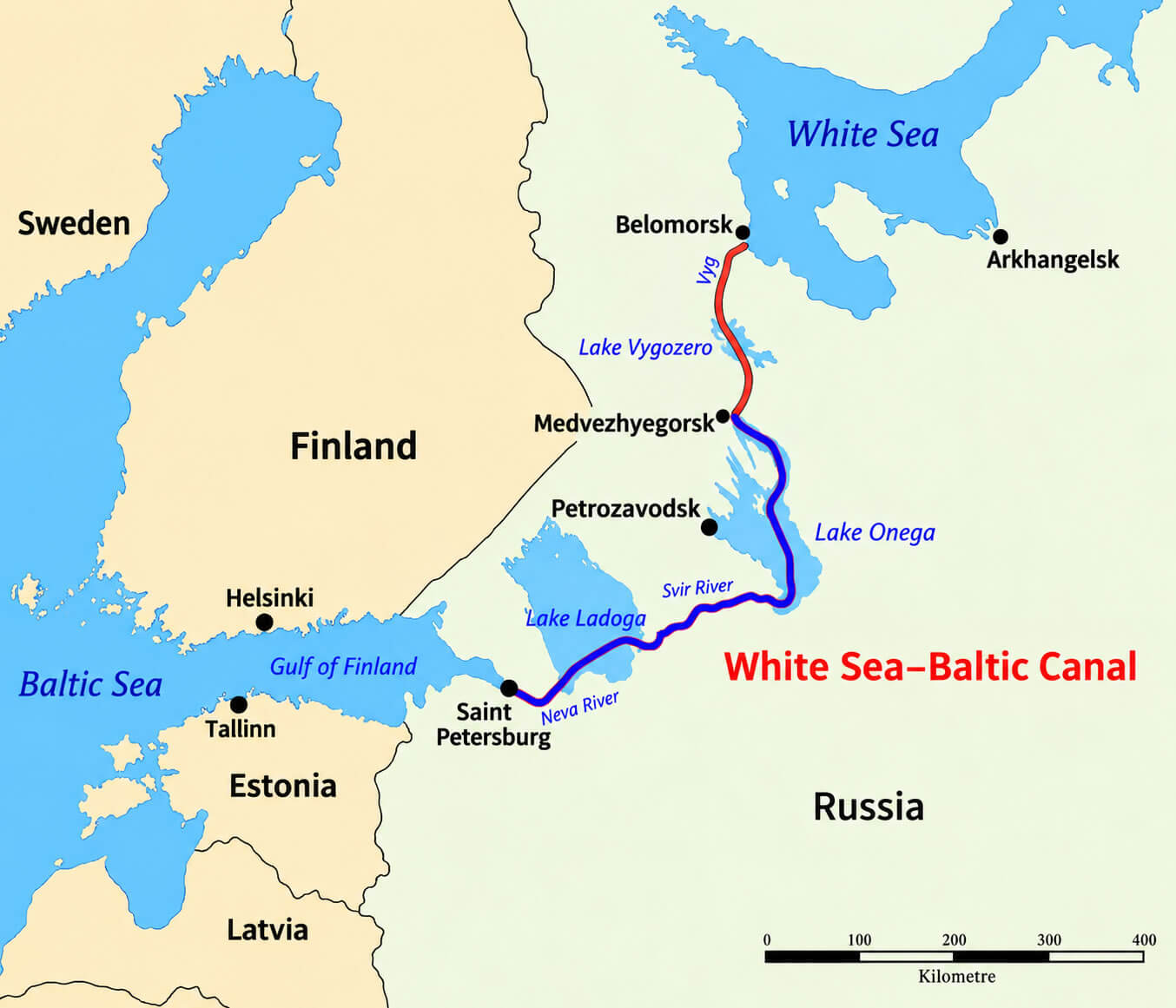 Carte Canal Mer Blanche Baltique