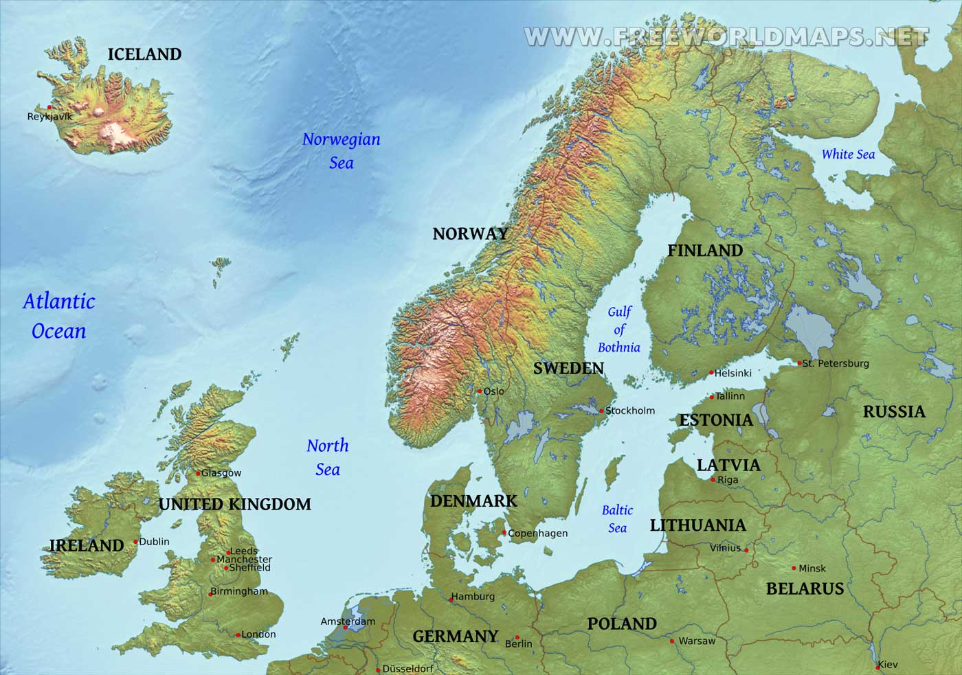 Carte Physique Europe Du Nord