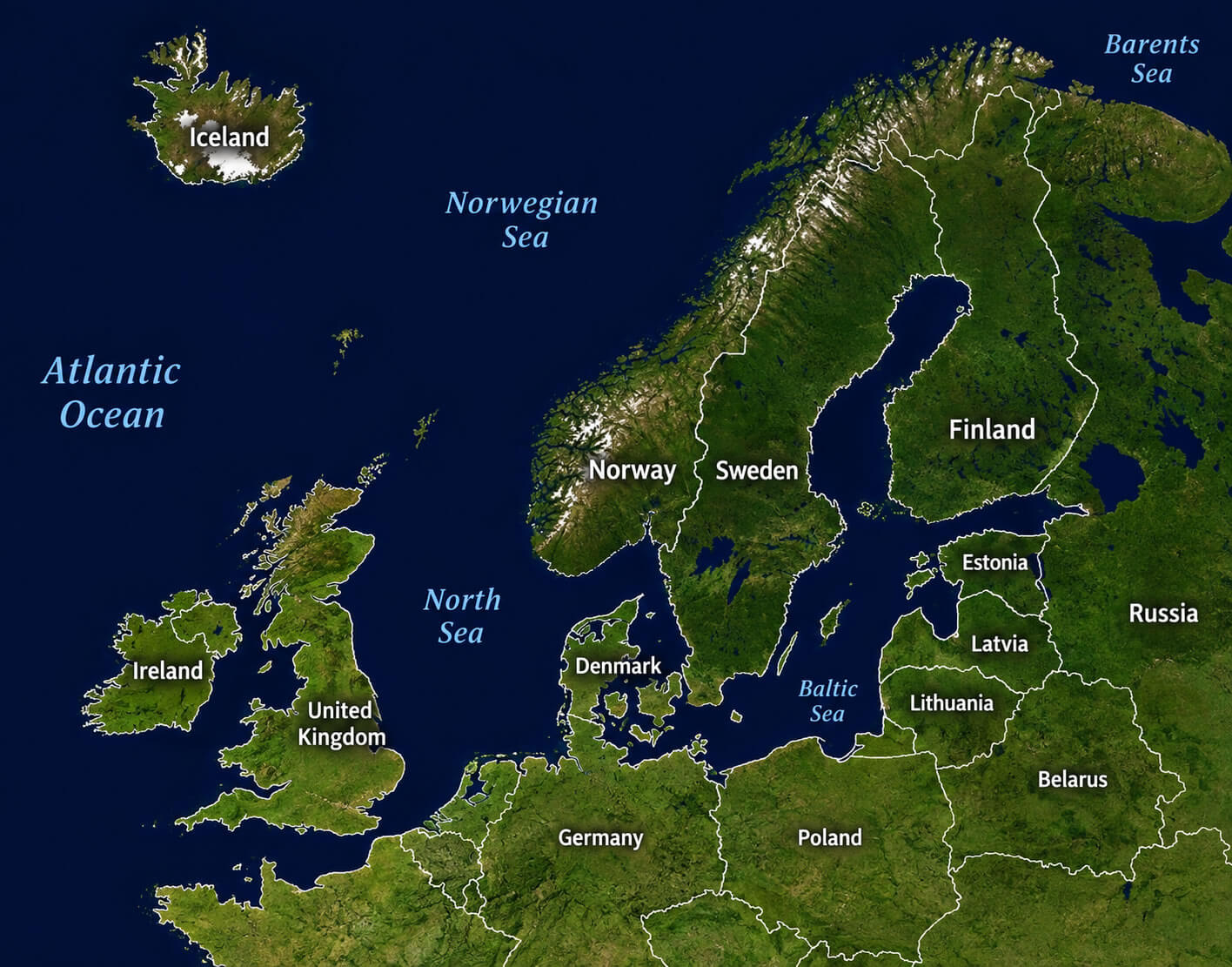 Carte Satellite Europe Du Nord