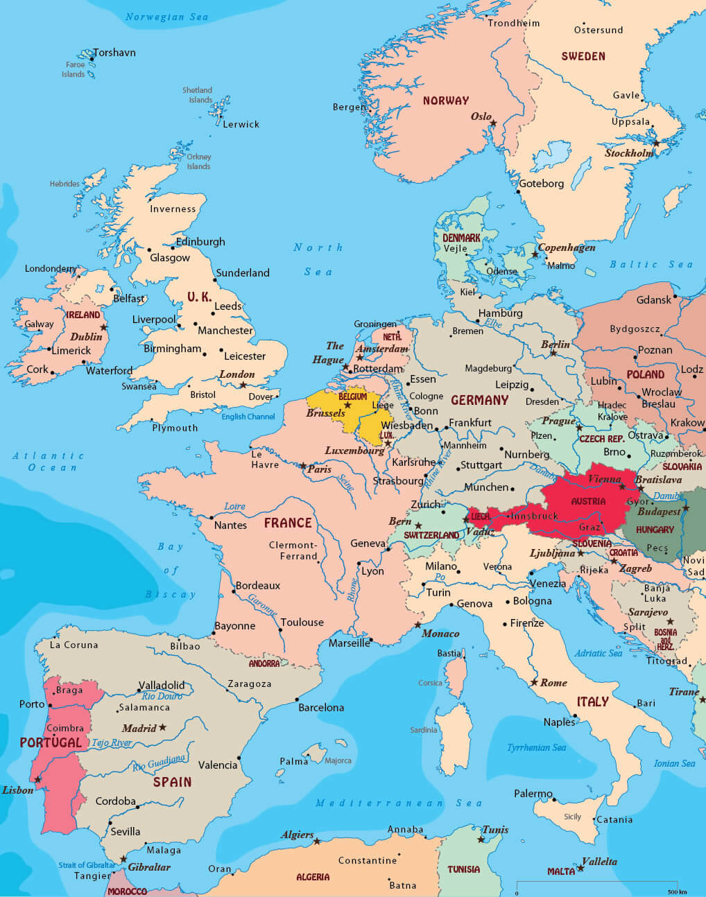 Carte De Europe Occidentale