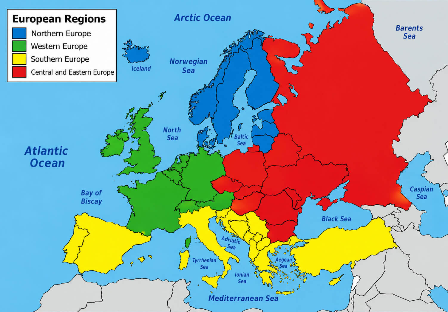 Carte Des Regions Geographiques De Europe