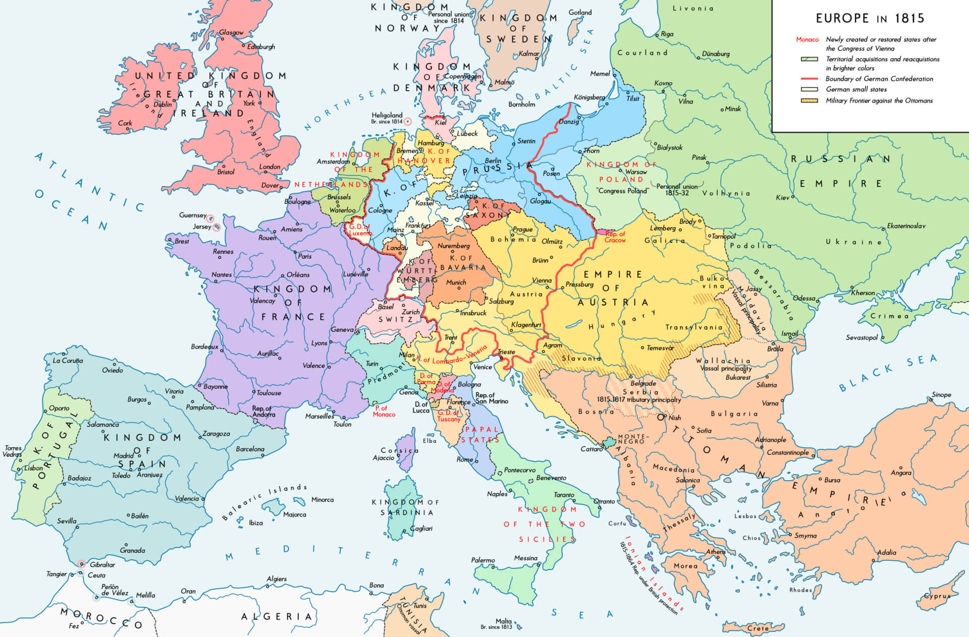 Carte Europe 1815