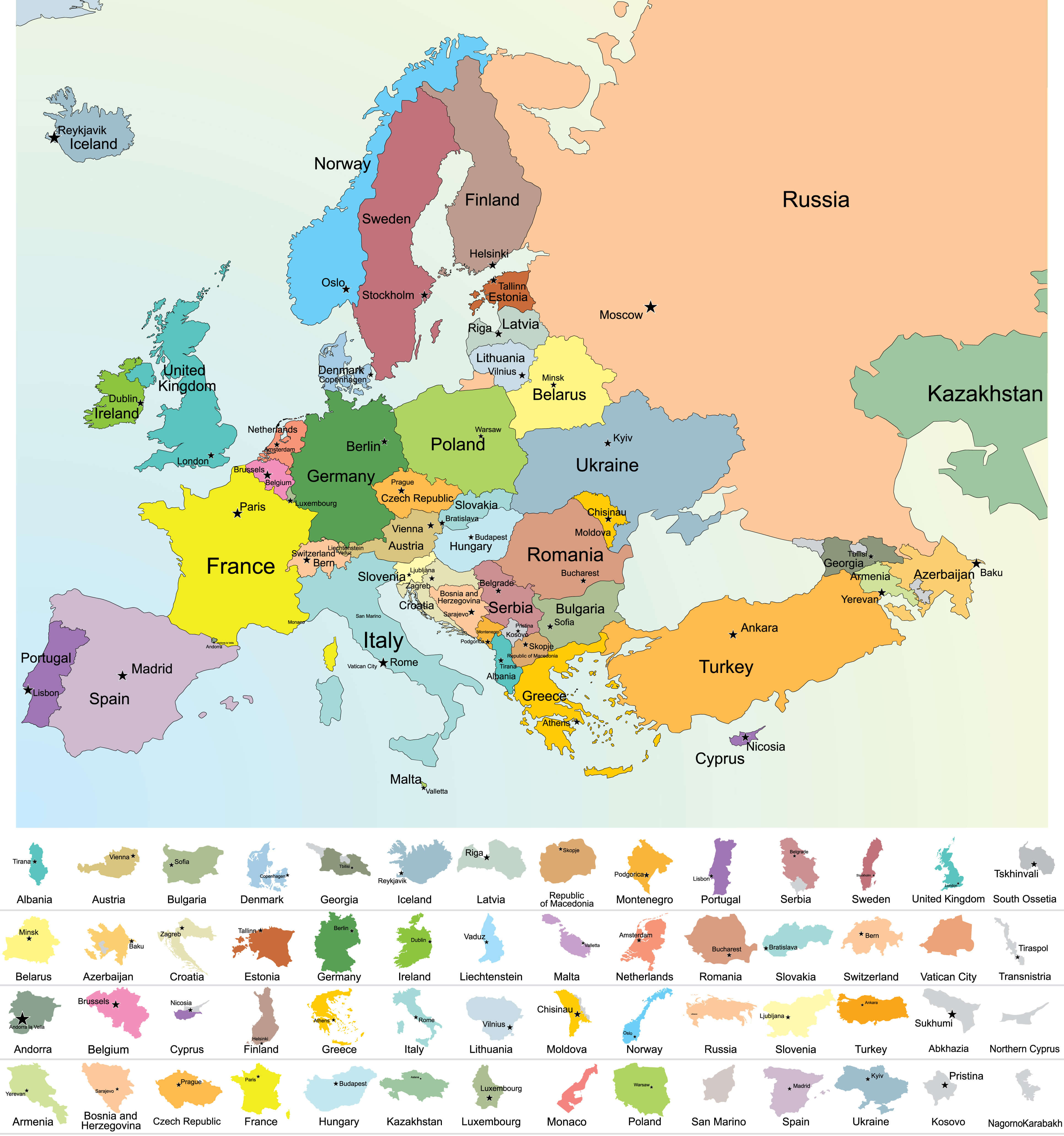 Carte Europe avec pays