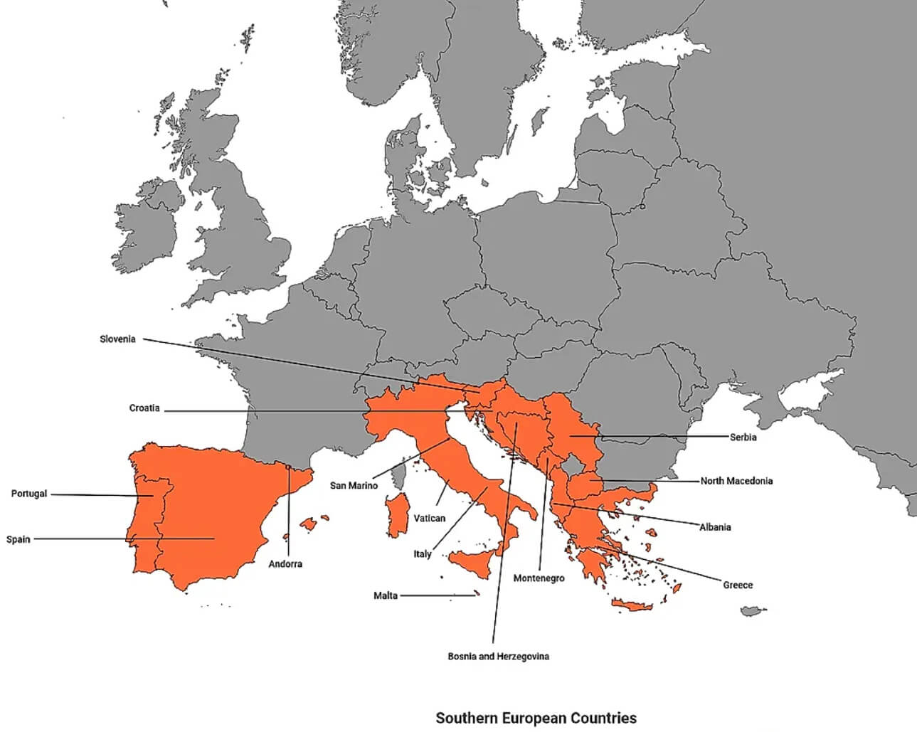 Carte pays Europe du Sud