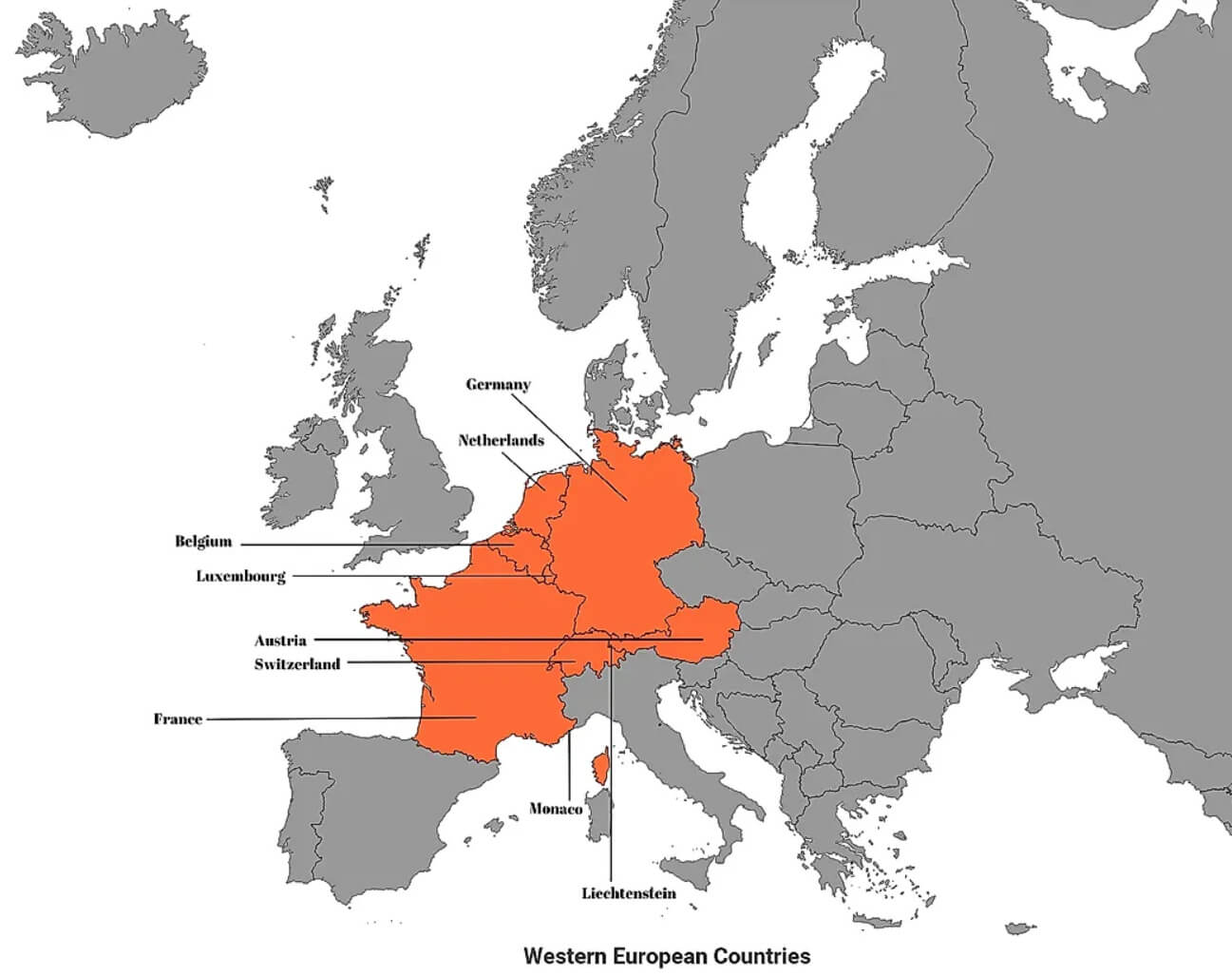 Carte pays Europe Occidentale