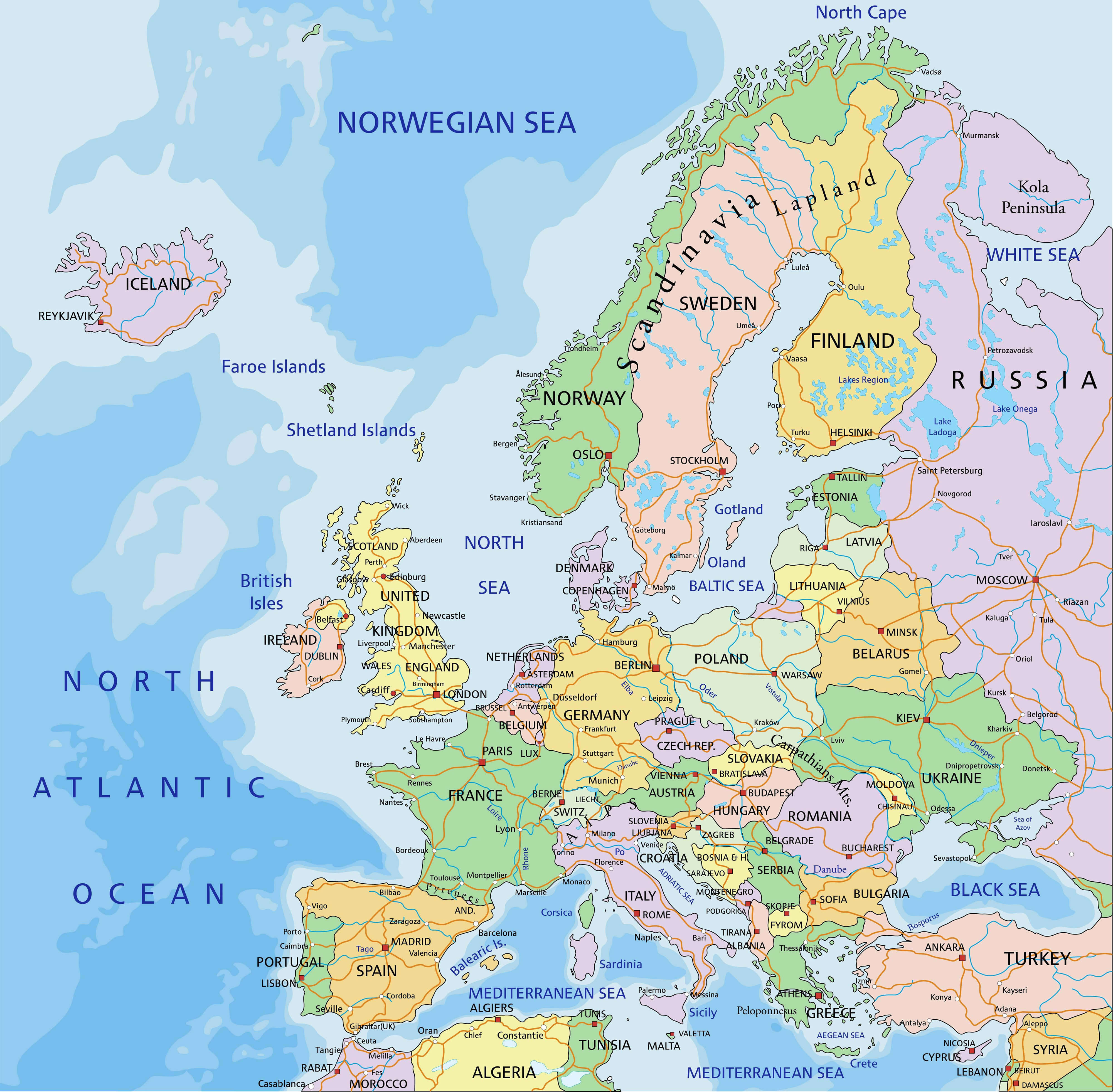 Carte pays Europe