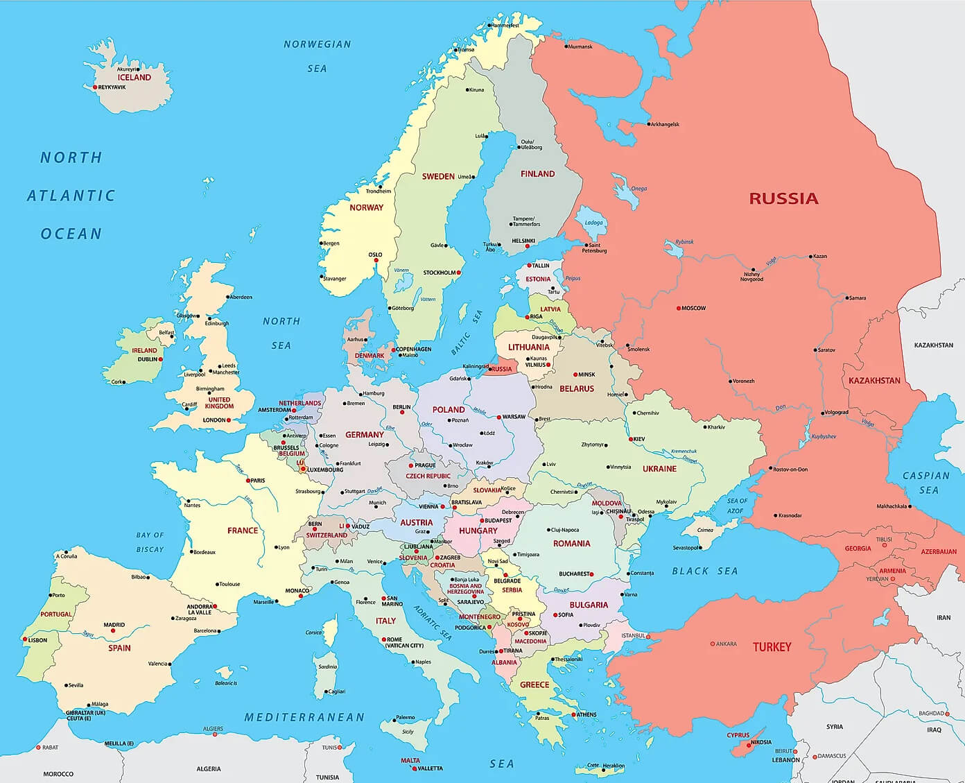Carte politique pays Europe