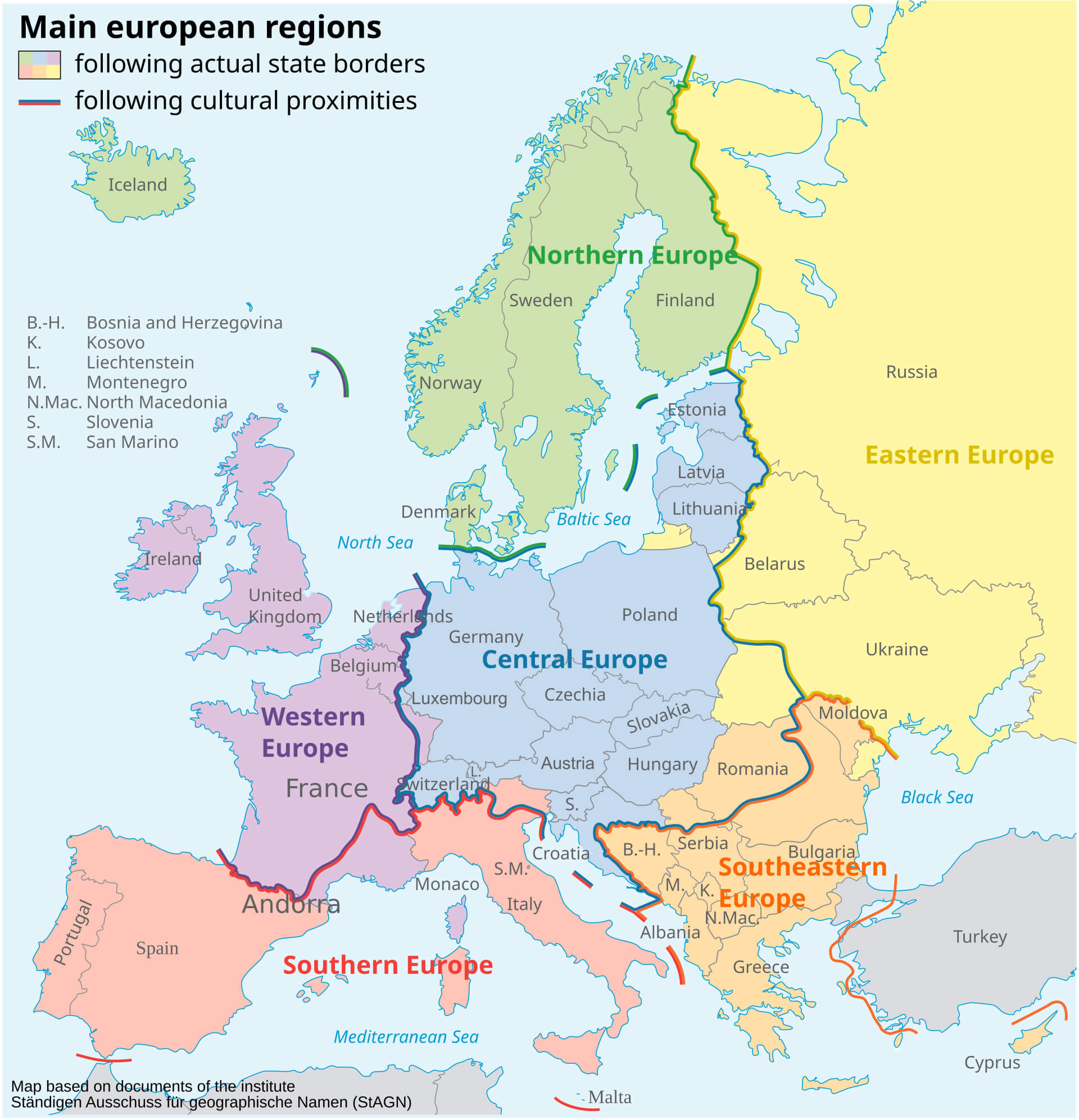 Carte principales regions Europe