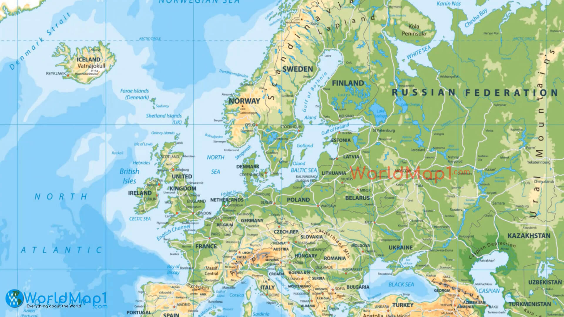 Carte terrestre Europe