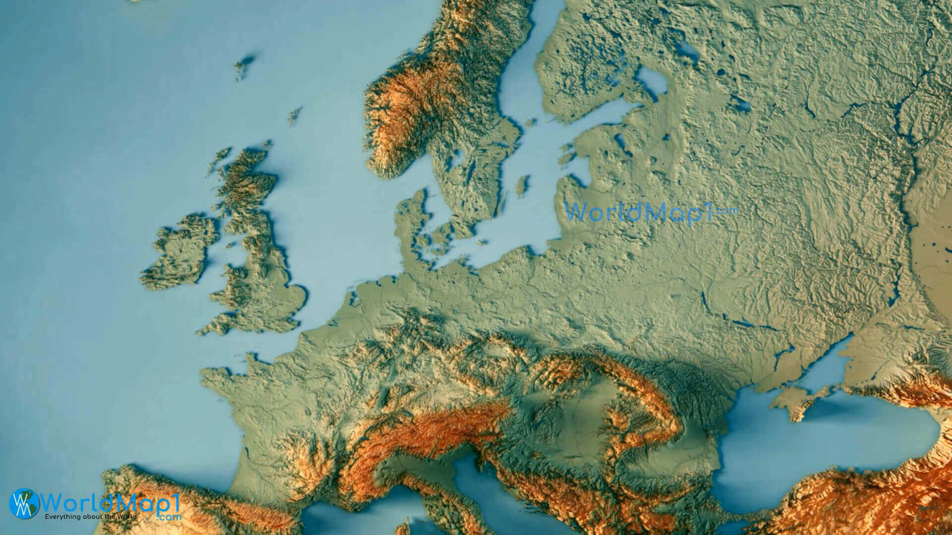 Carte topographie Europe detaillee