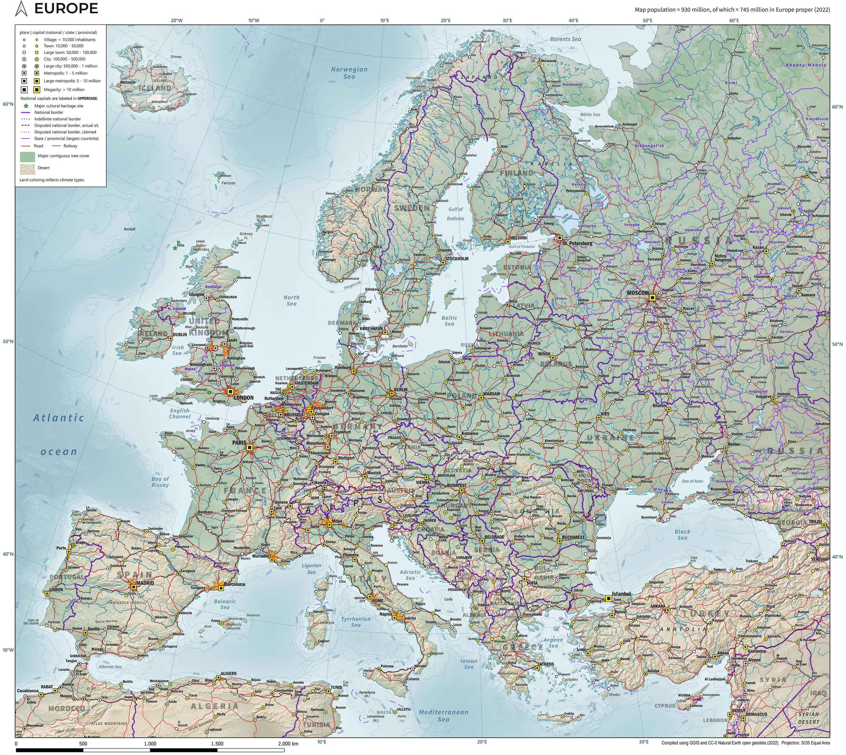 Carte topographique Europe