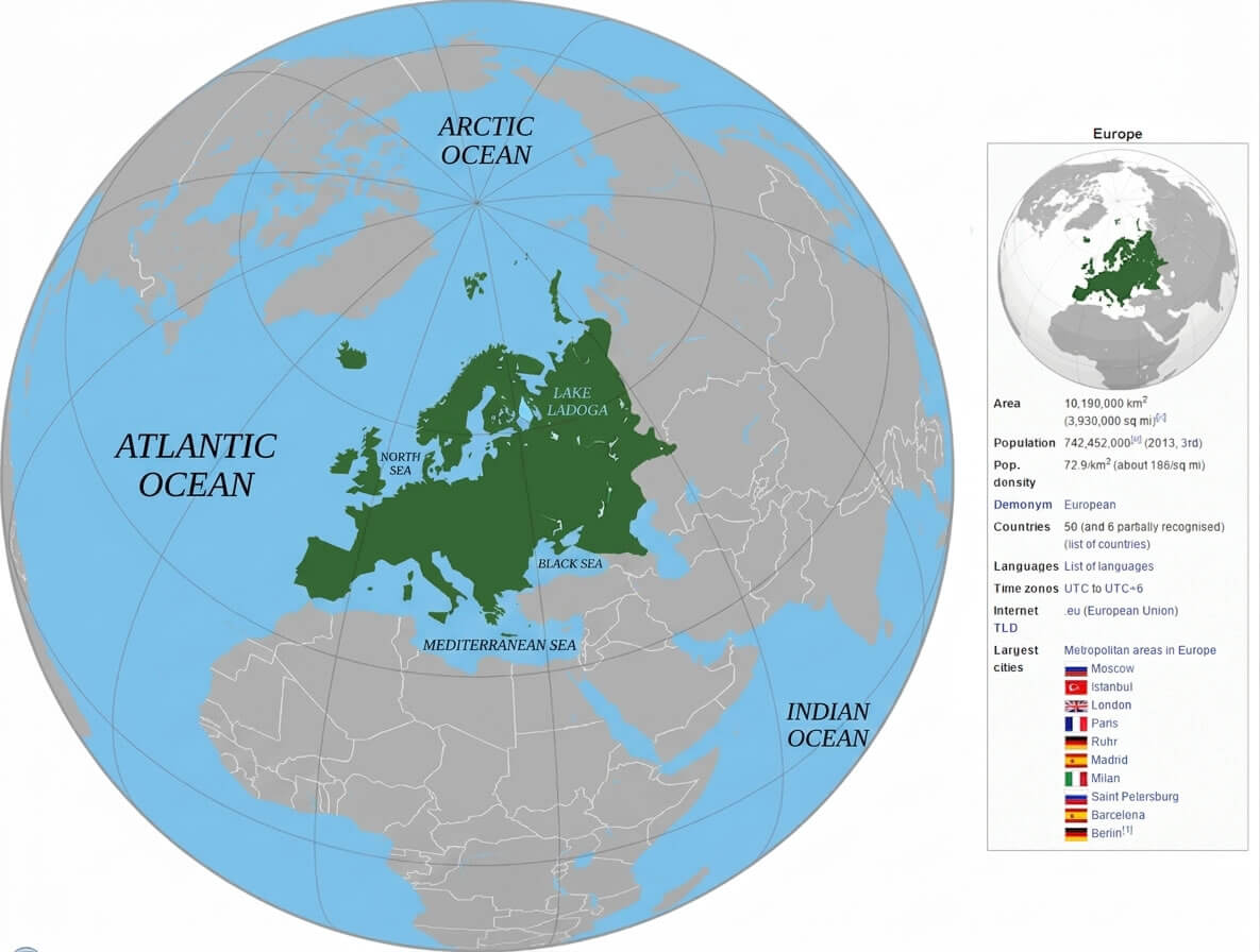 Carte localisation Europe globe terrestre
