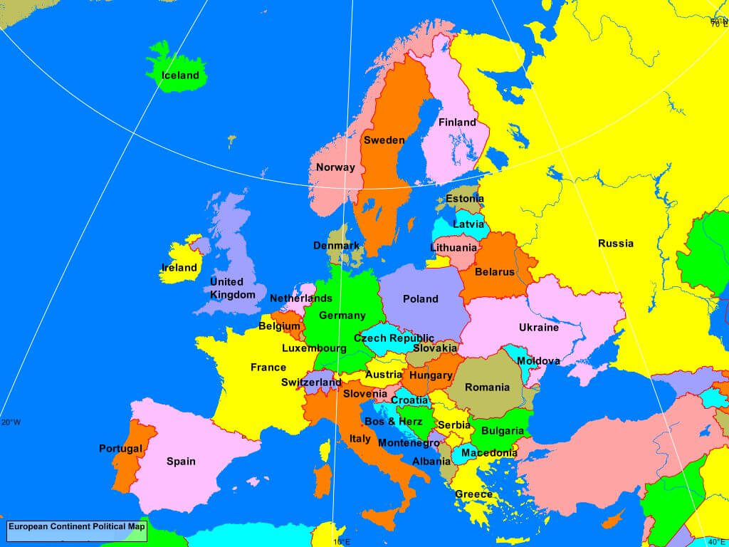 Carte politique continent Europe