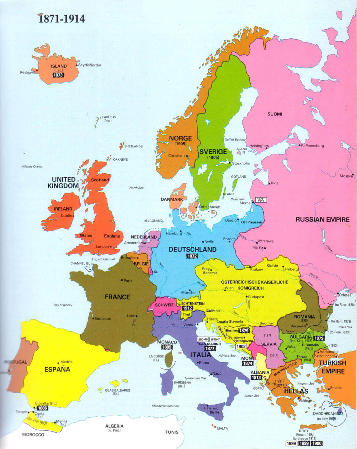 Carte politique Europe 1871 1914