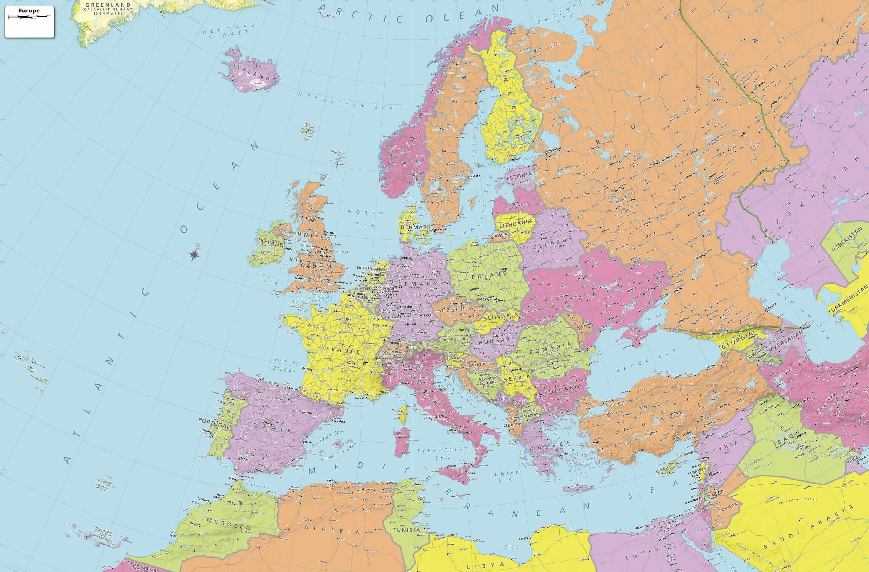 Carte politique Europe Afrique Asie
