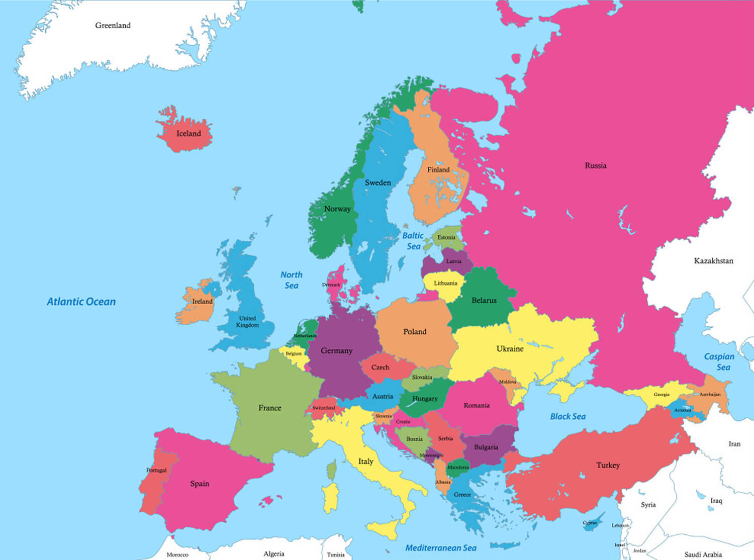 Carte politique Europe russie turquie