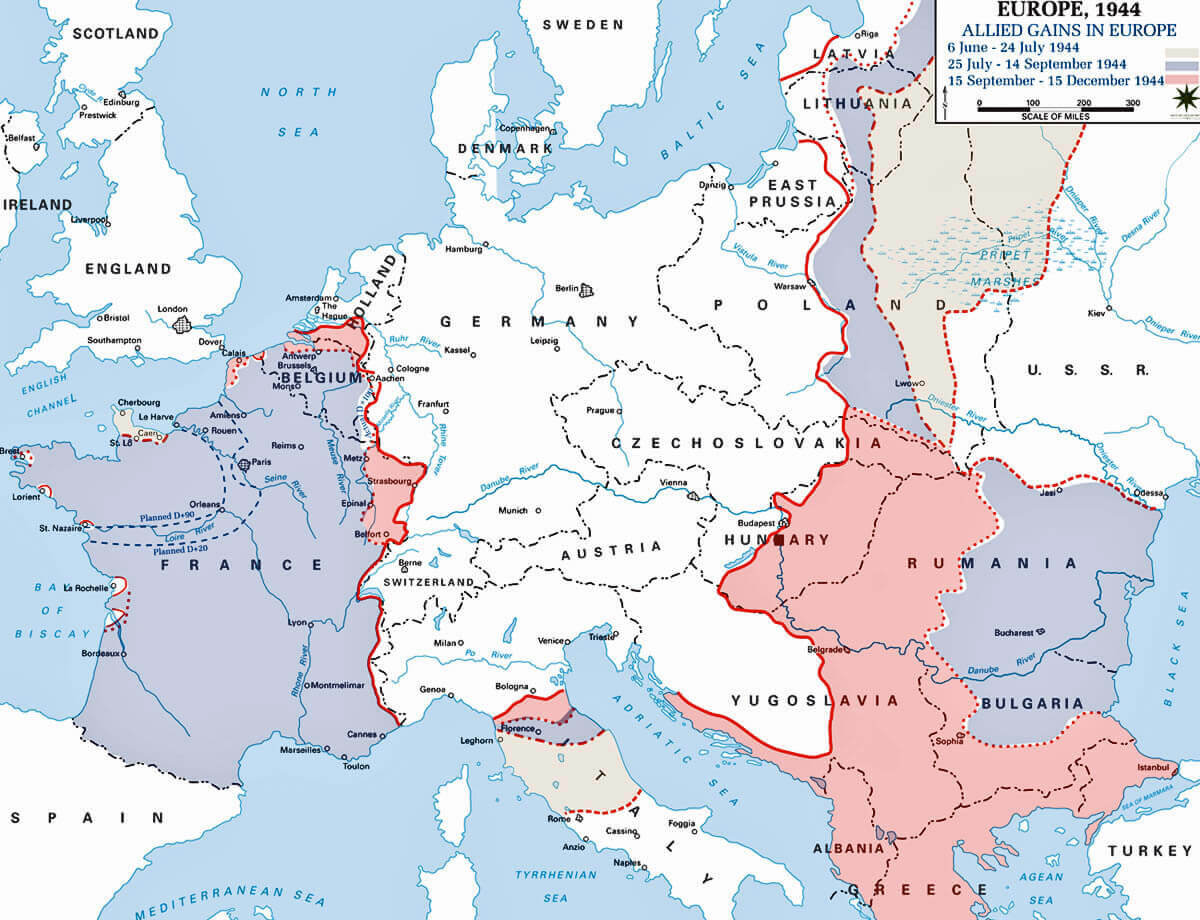 Carte politique historique Europe 1944