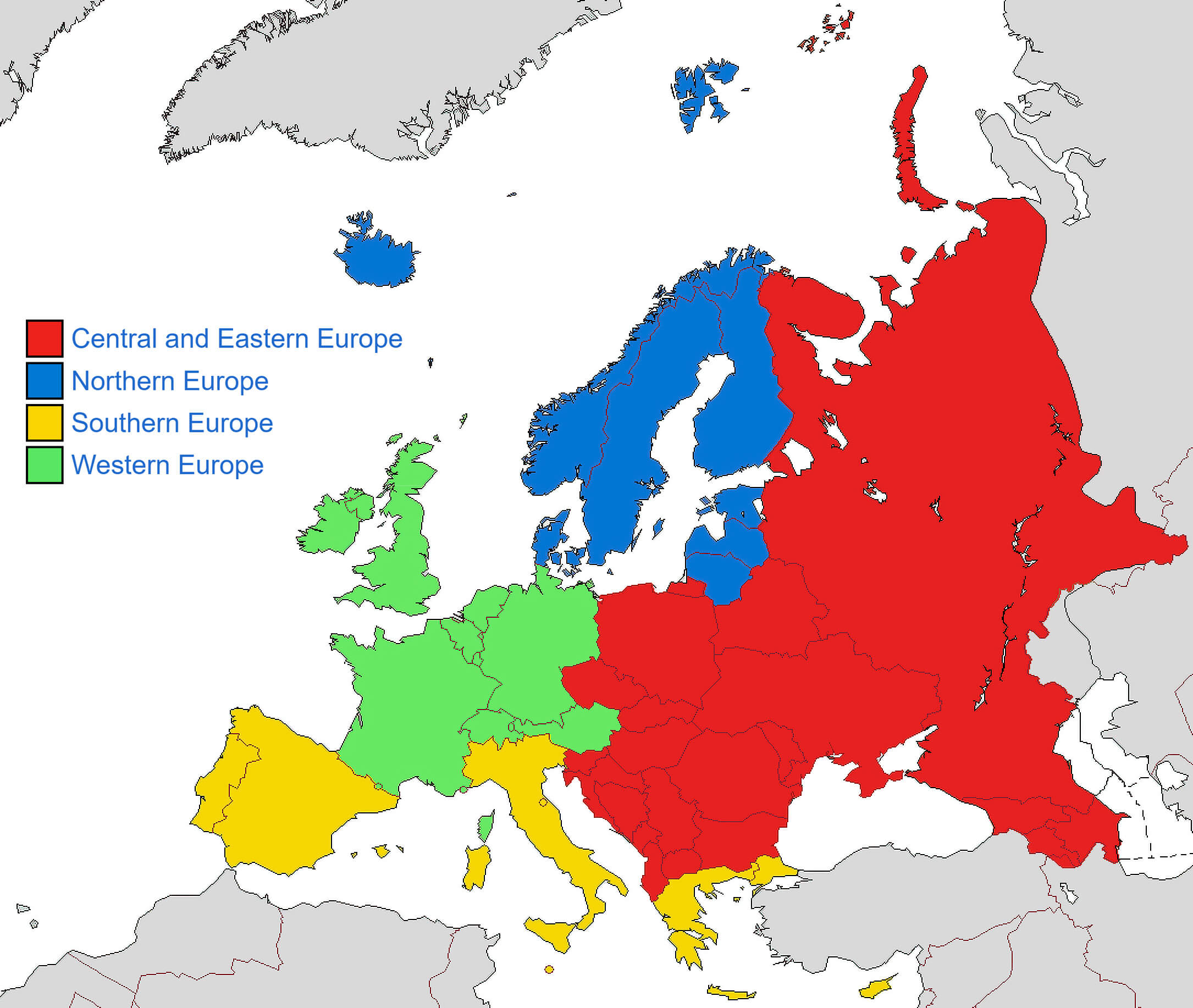 Carte regions Europe
