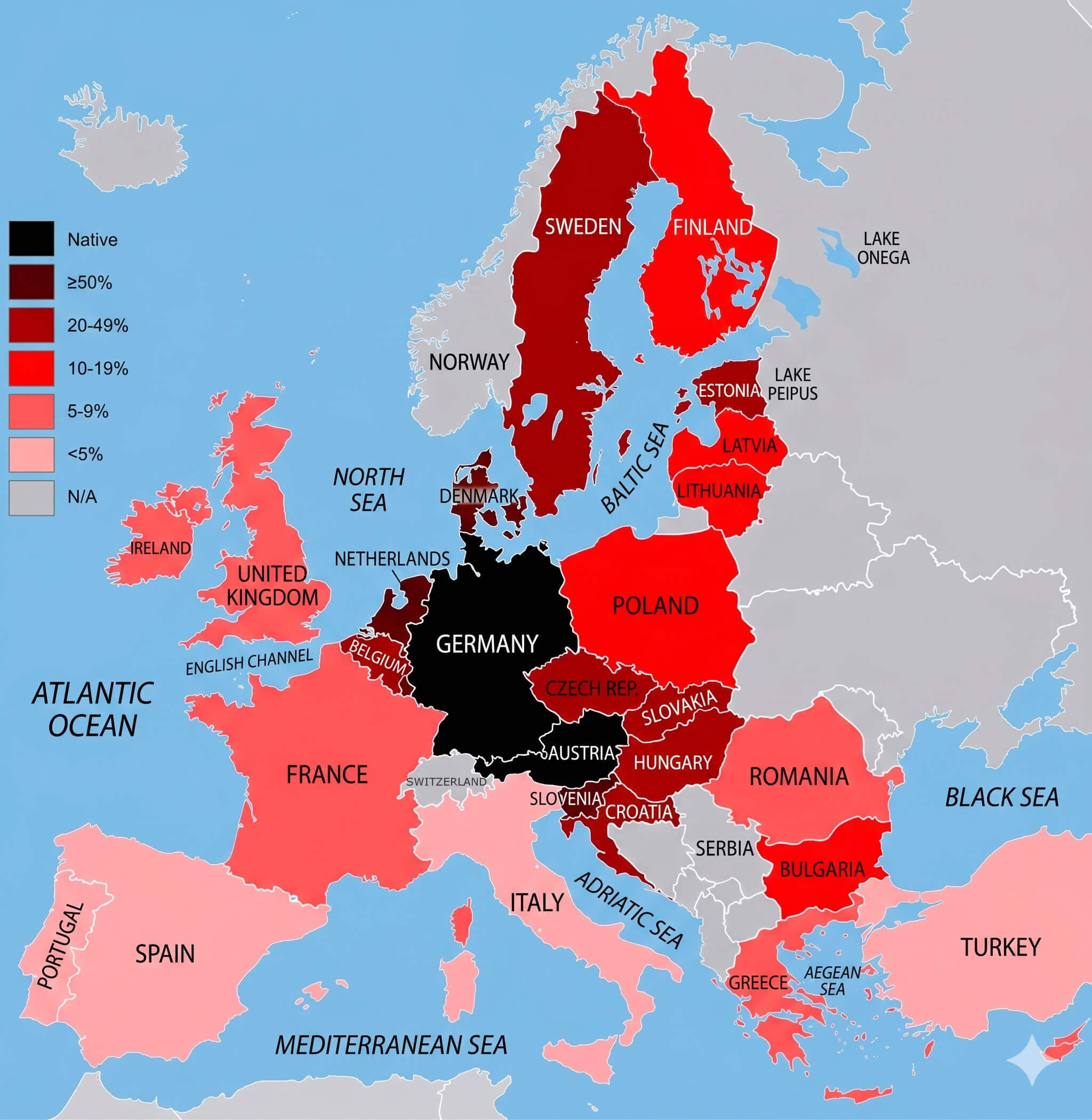 Carte Connaissance Langue Allemande Europe