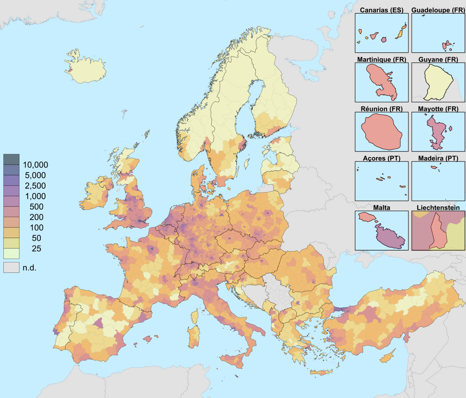 Carte Densite Population Europe 2017