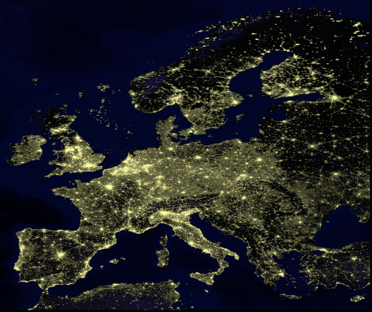 Carte Densite Population Europe Nuit
