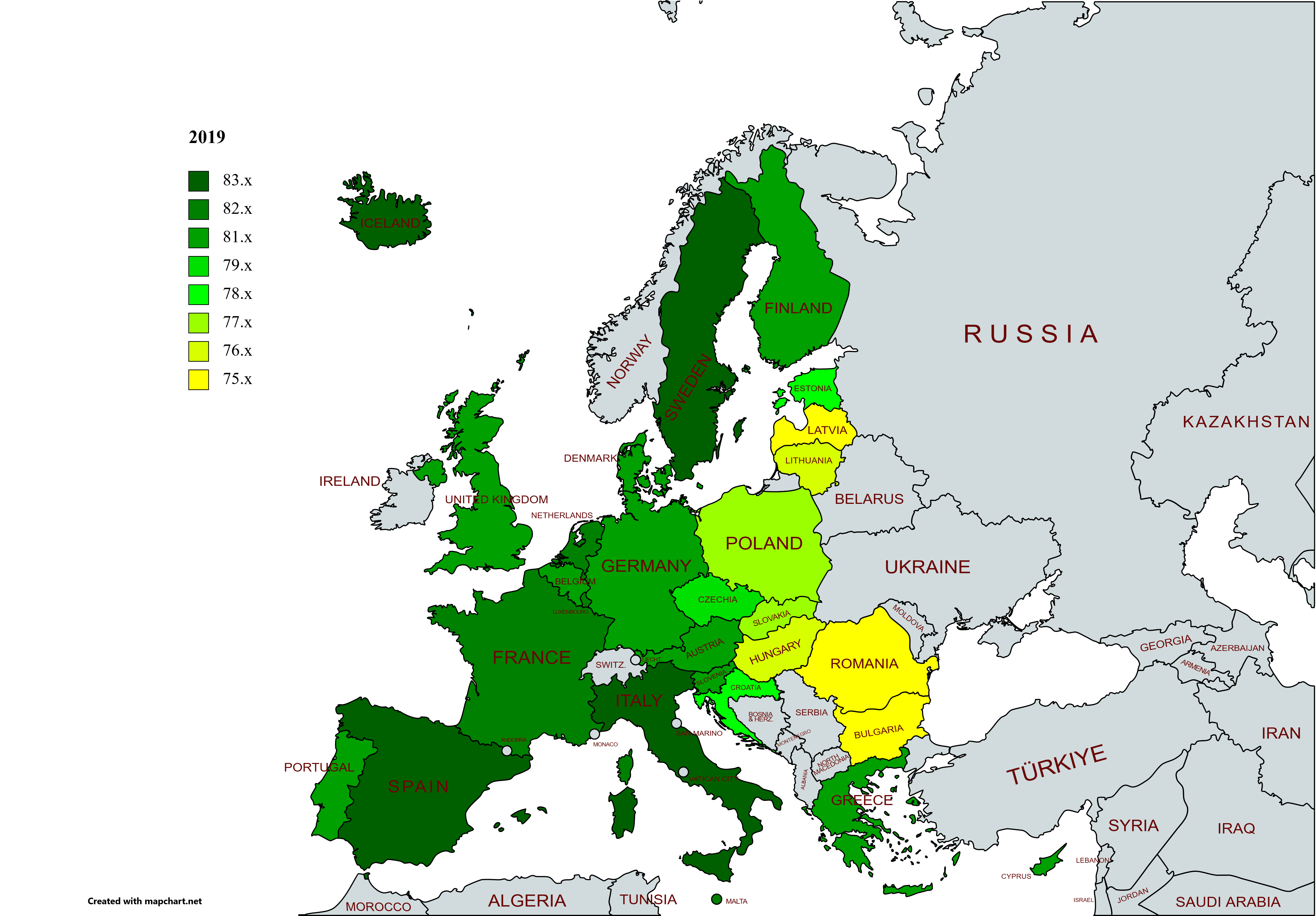 Carte Esperance Vie Union Europeenne 2019