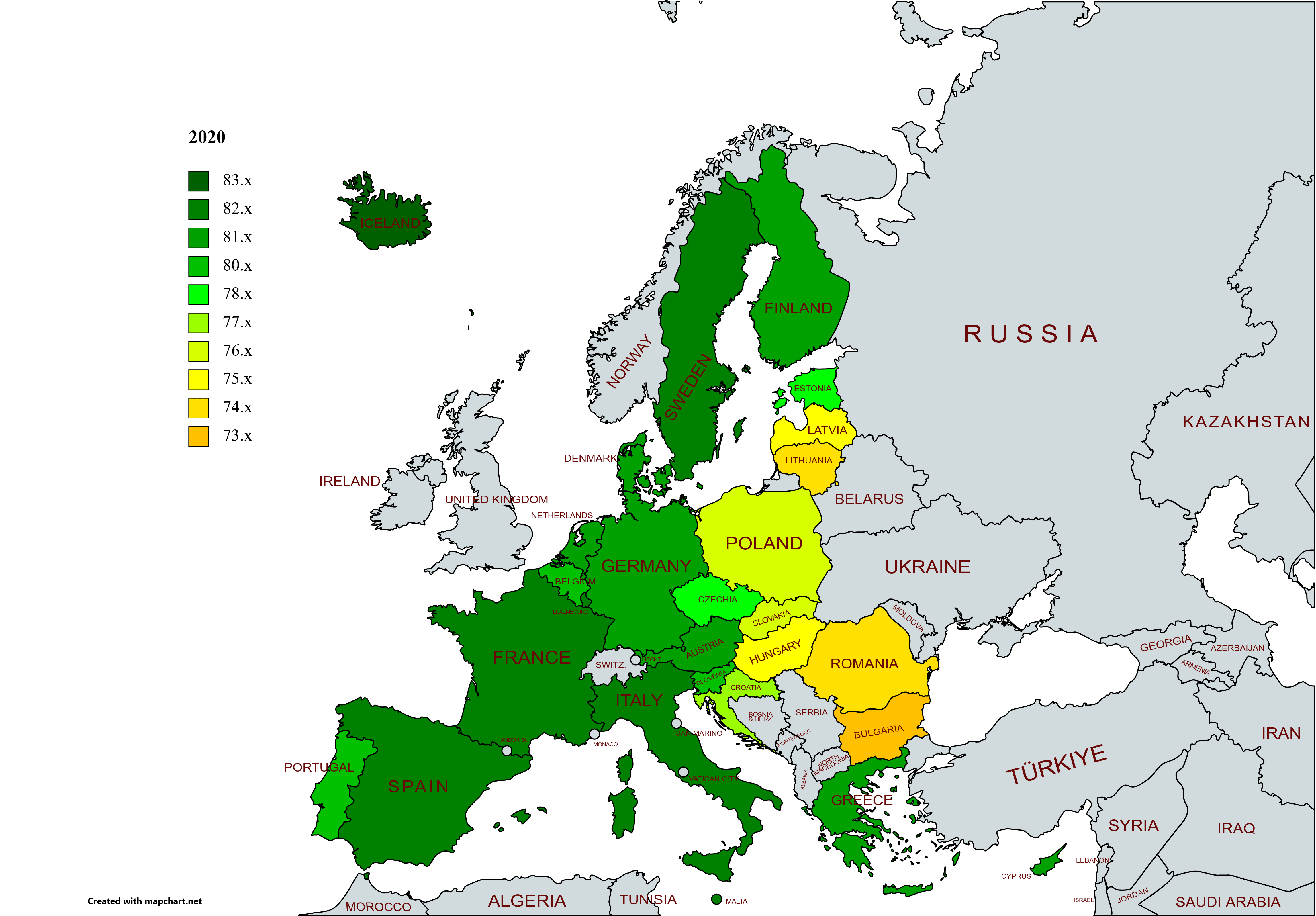 Carte Esperance Vie Union Europeenne 2020