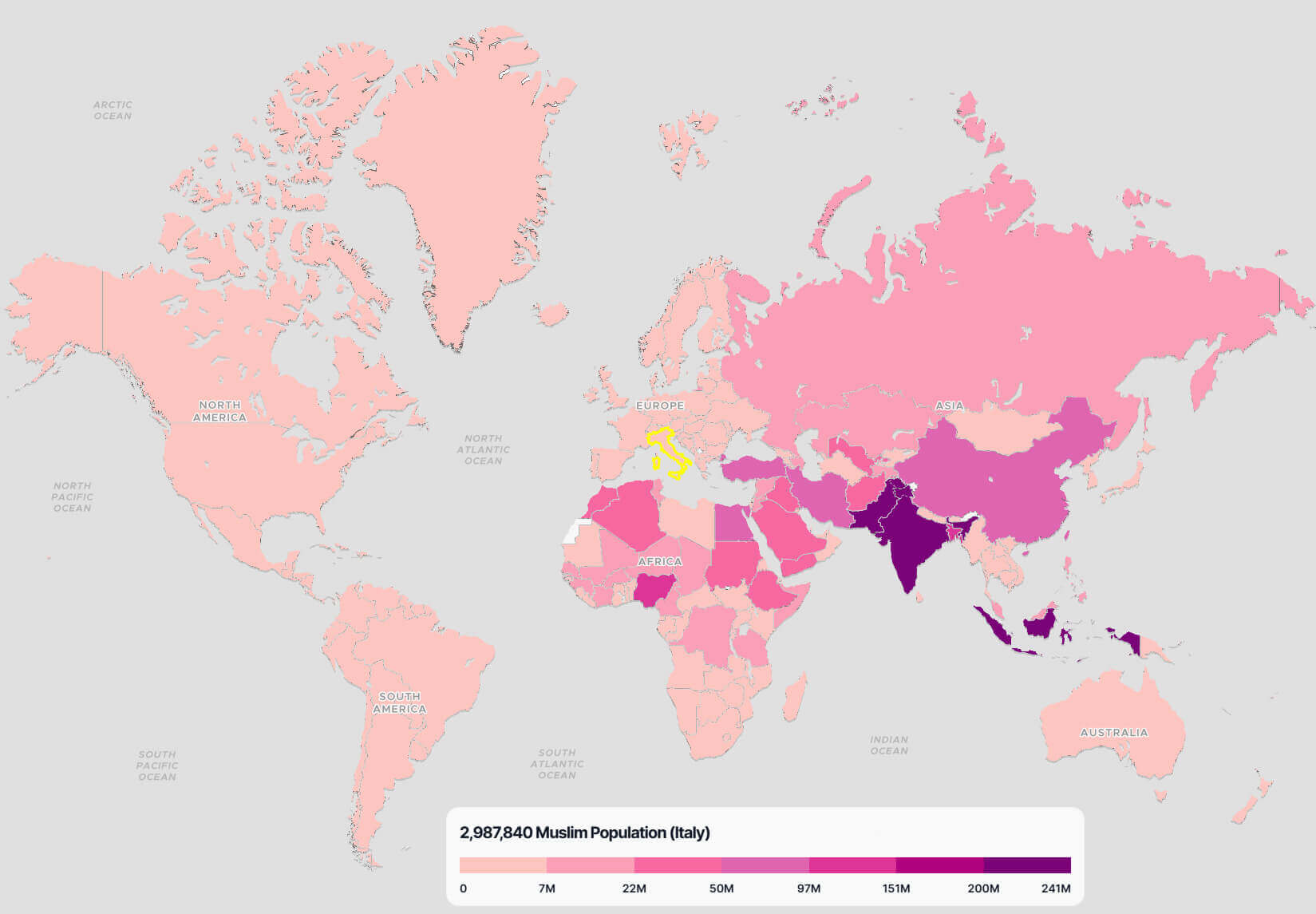 Carte Population Musulmane Italie Monde