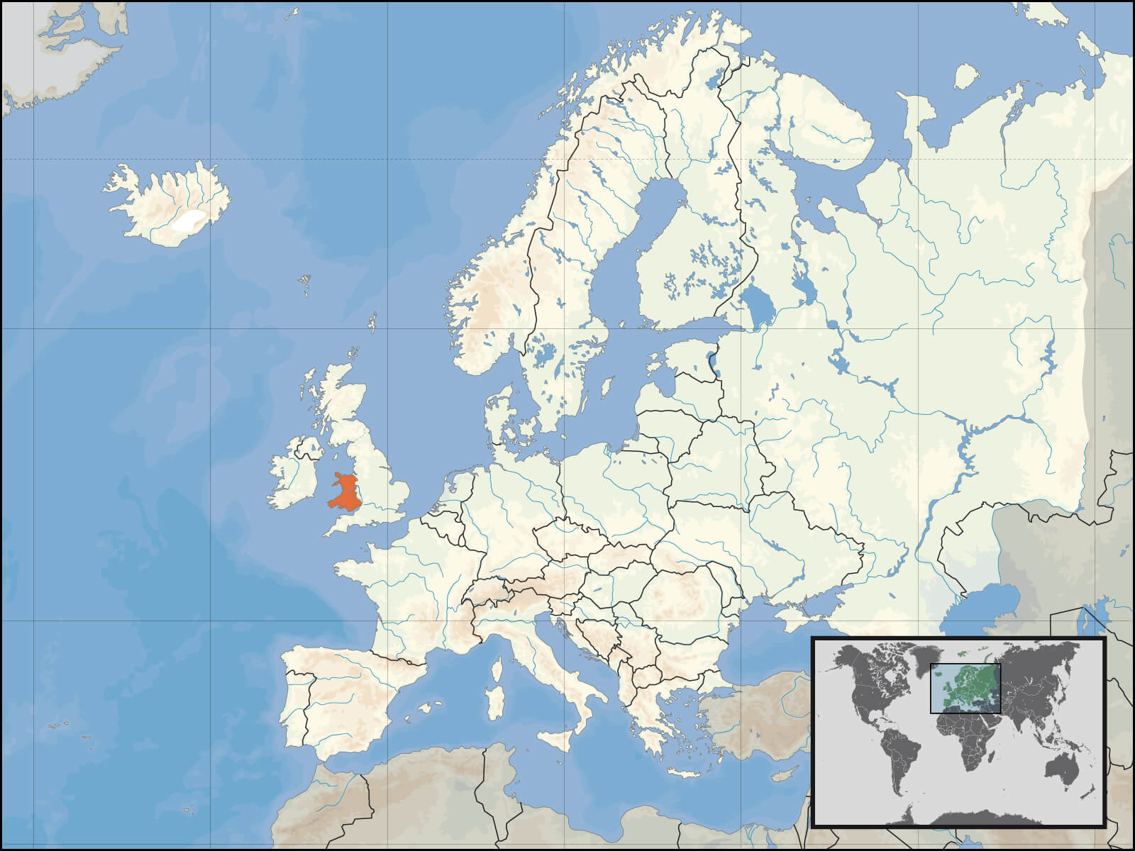 Carte De Localisation De Europe Et Du Pays De Galles