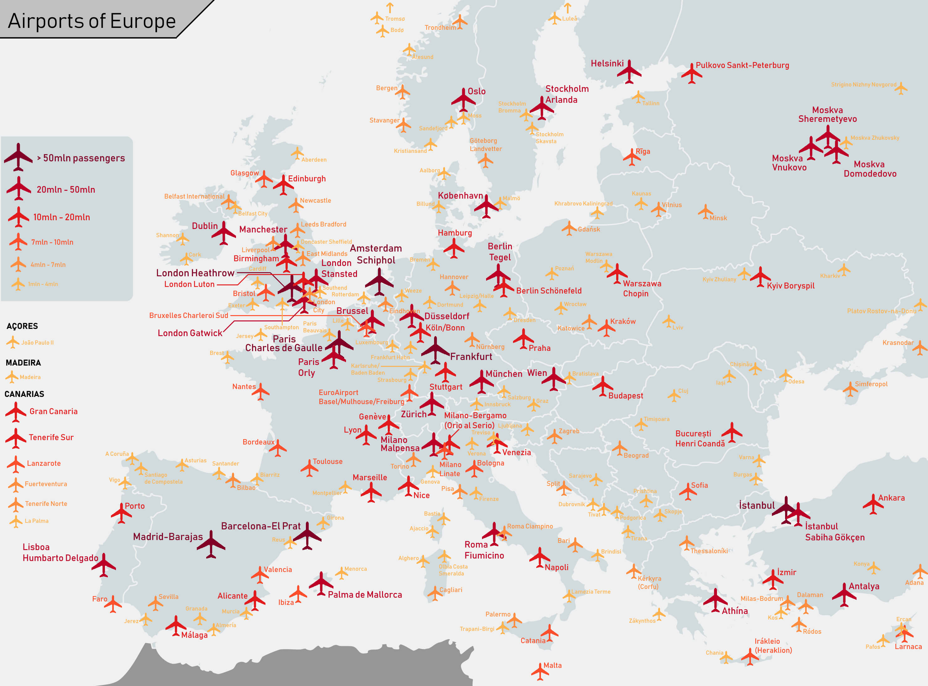 Carte Des Aeroports En Europe
