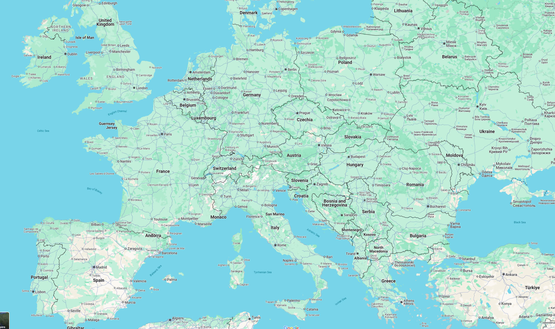 Carte Des Routes En Europe