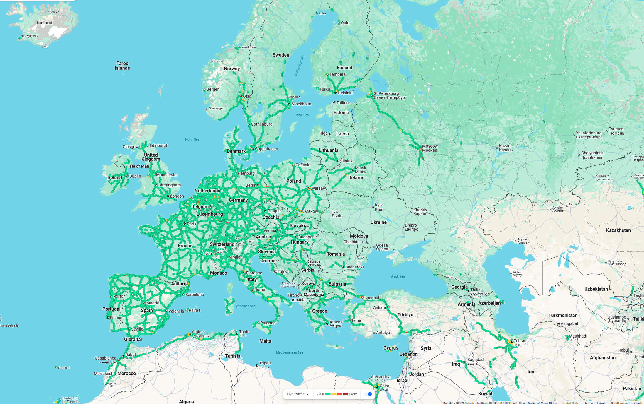 Carte Du Trafic Routier En Europe