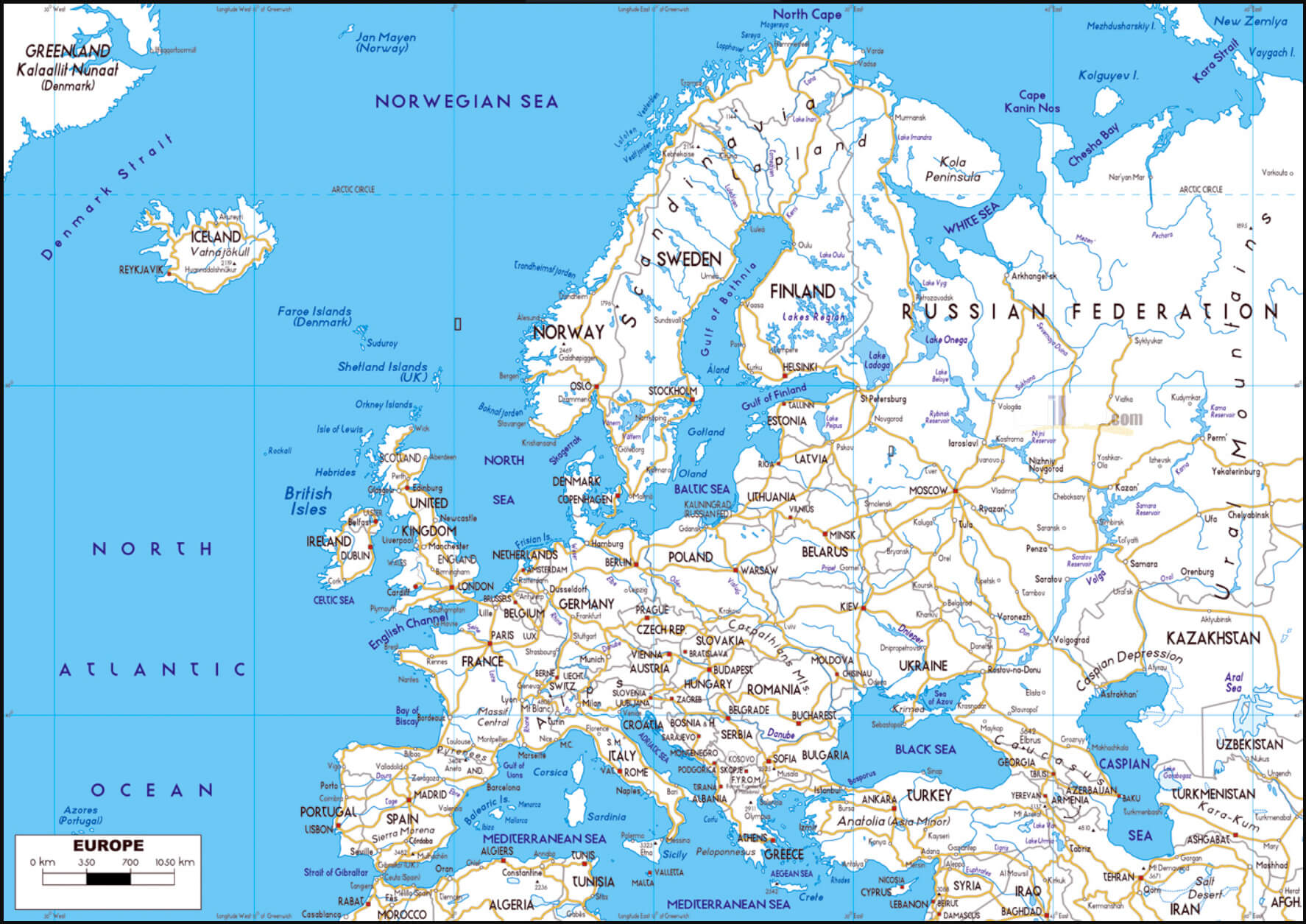 Carte Routiere De Europe Detaillee
