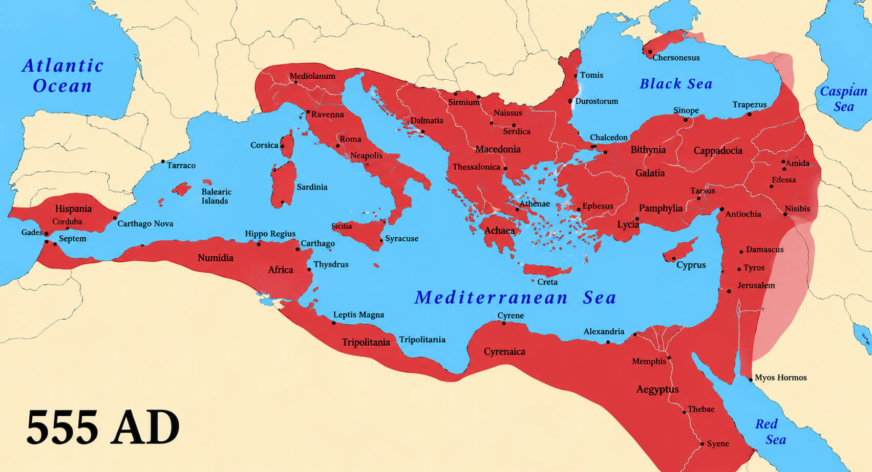 Carte De Empire Byzantin En 555 Apres Jc