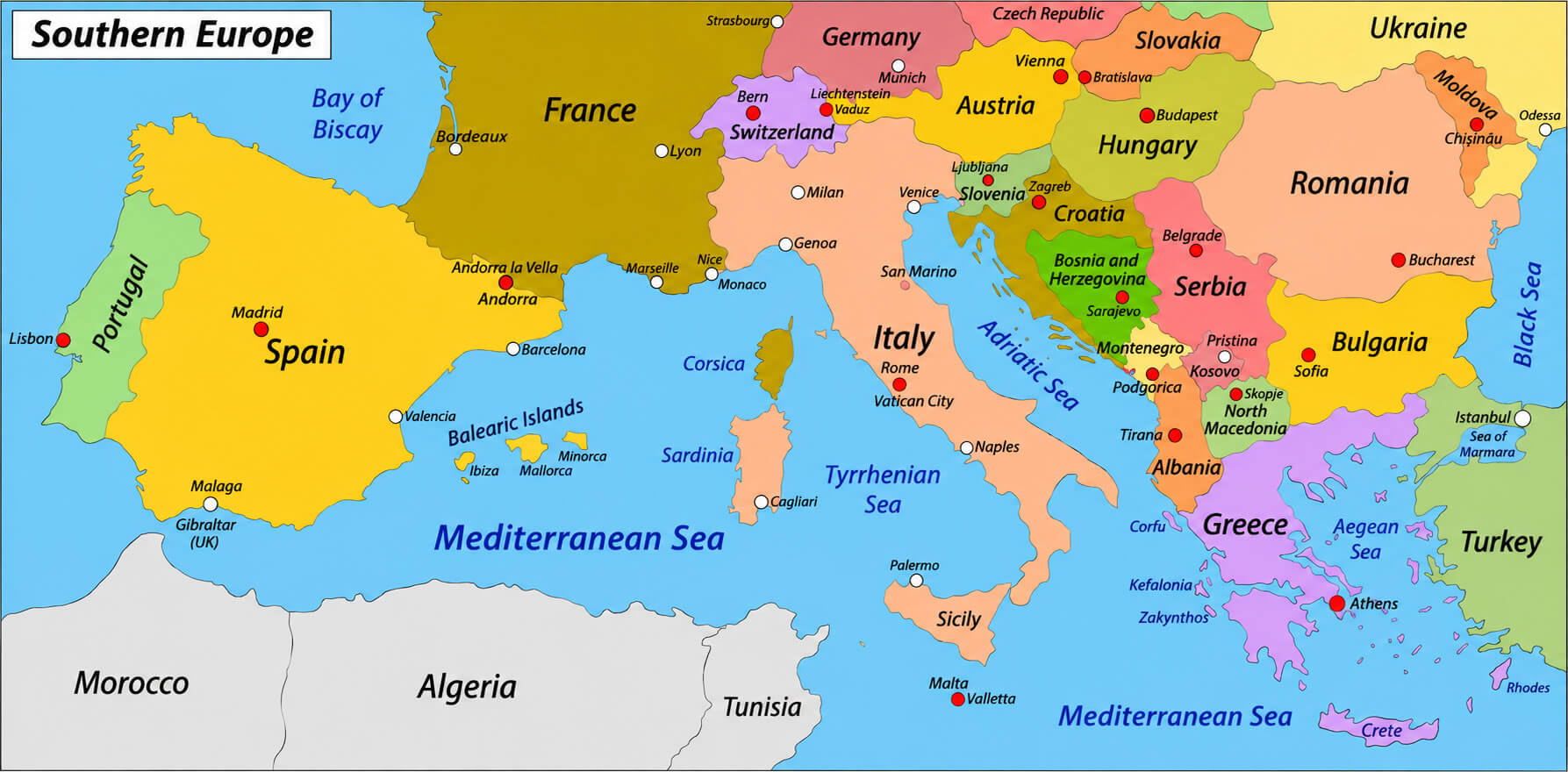 Carte De Europe Du Sud
