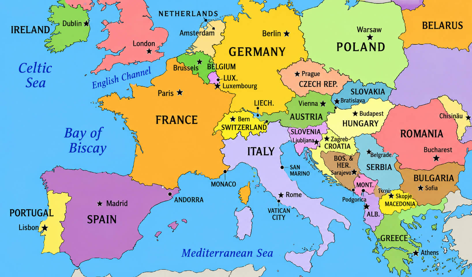 Carte Des Pays De Europe Du Sud