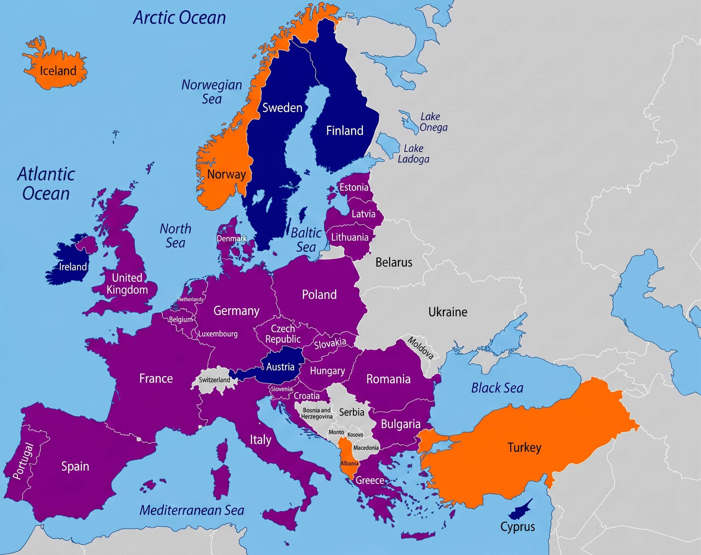 Carte Membres Ue Et Otan Europe