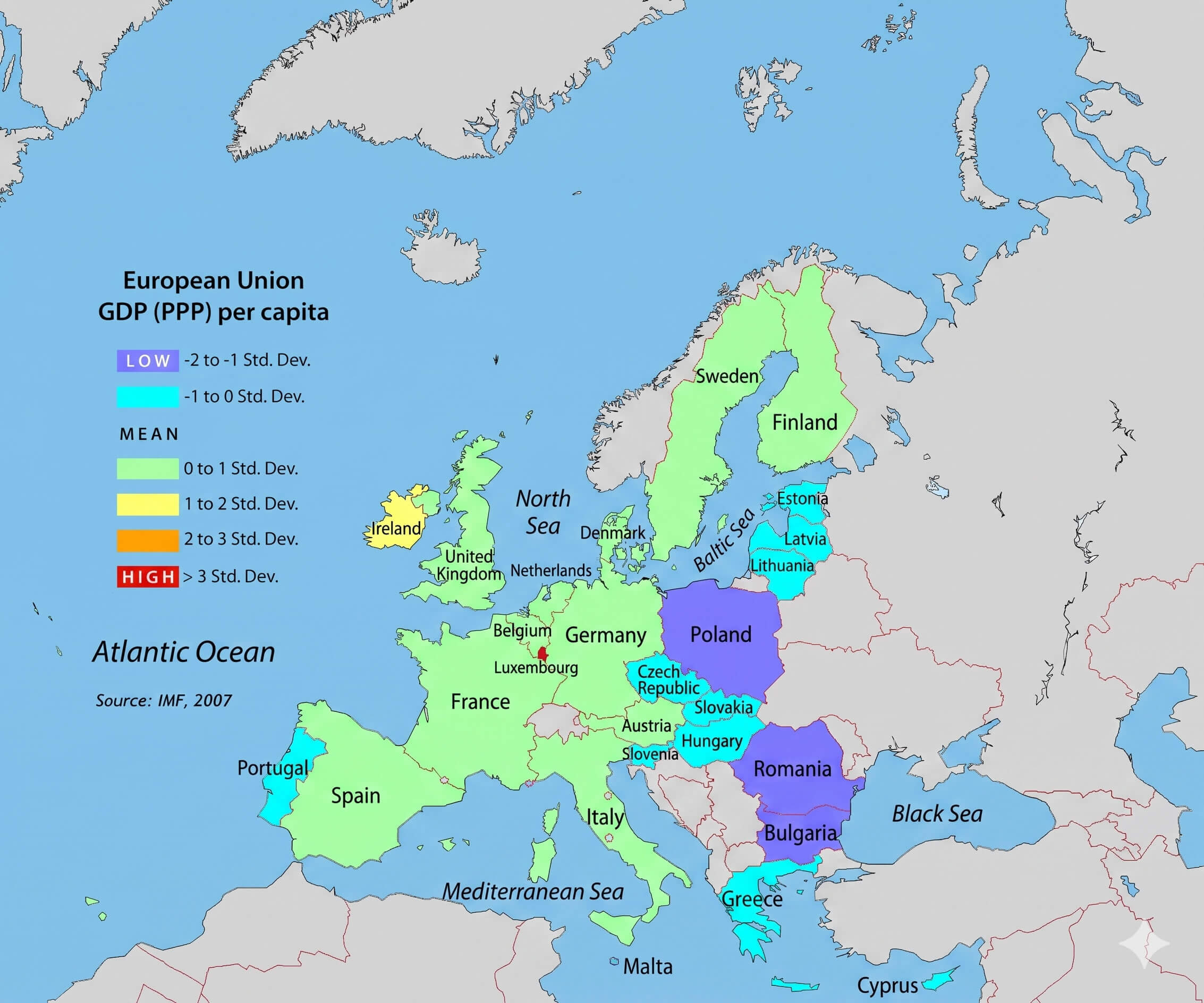 Carte Pib Par Habitant Union Europeenne 2007