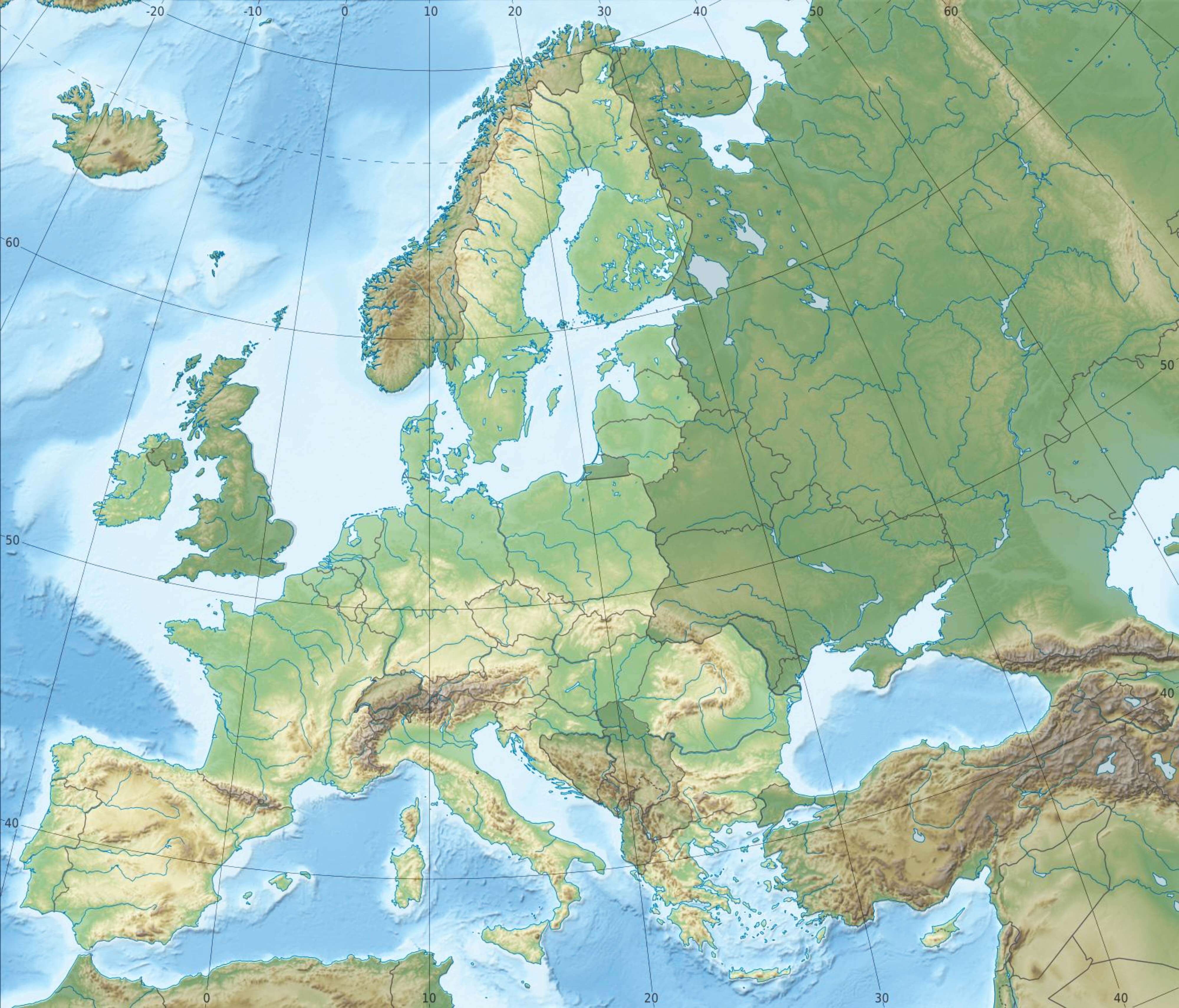 Carte Relief Topographique Europe