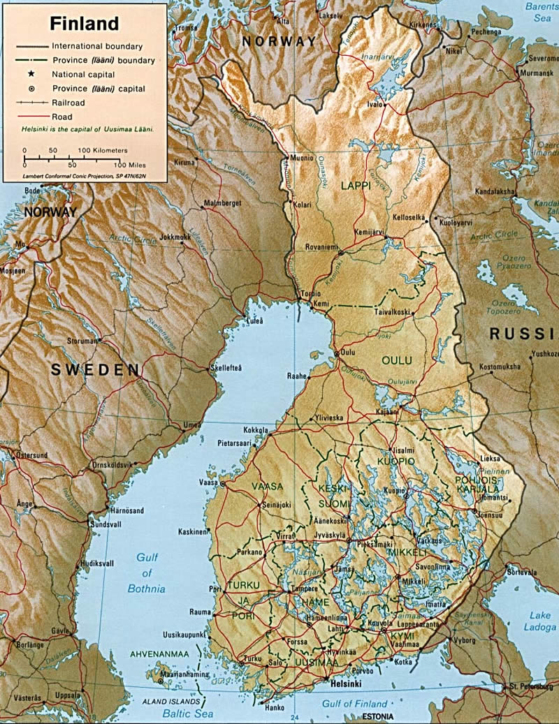 Finlande soulagement carte